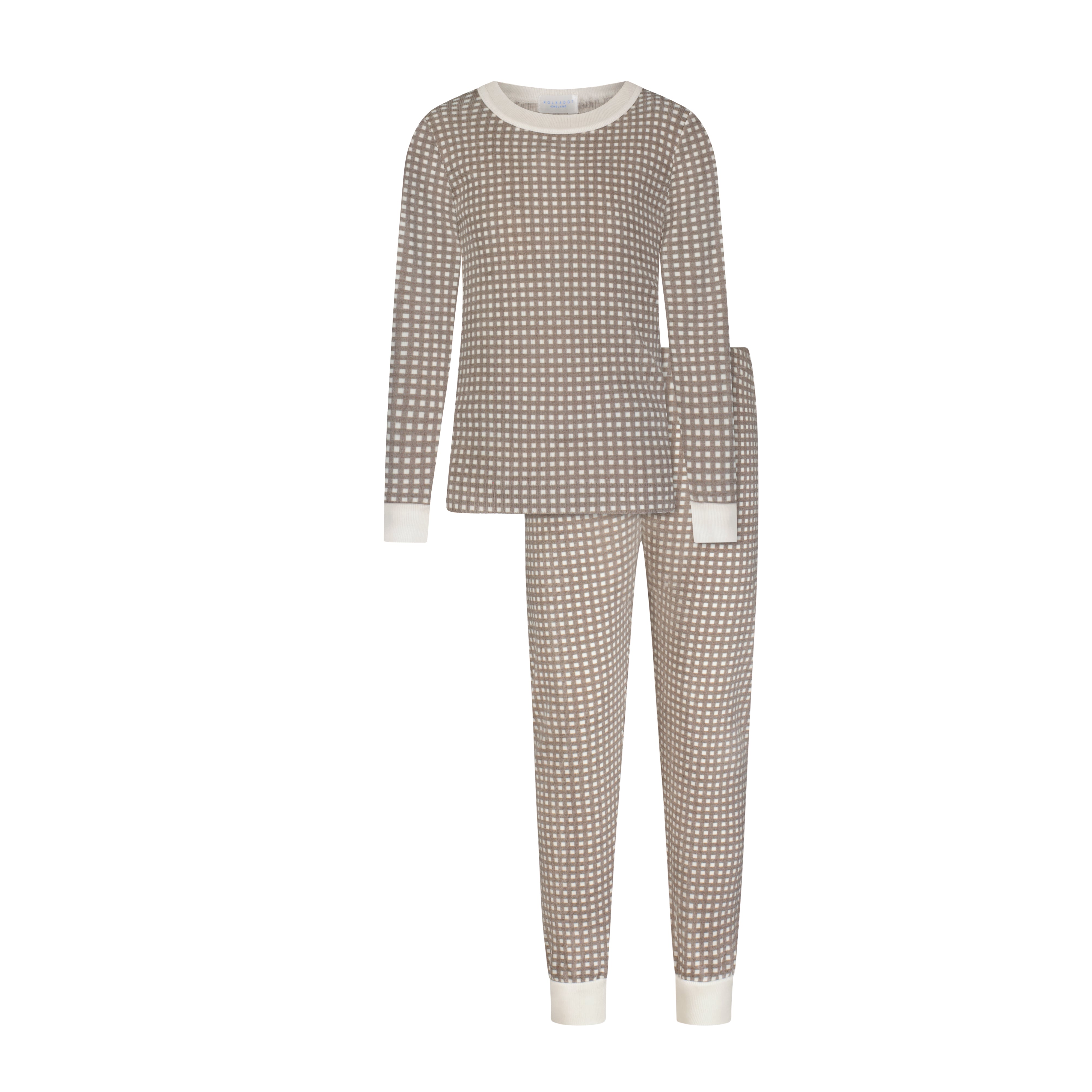 Boys Set Crew LS & Pant - Brown Gingham Print