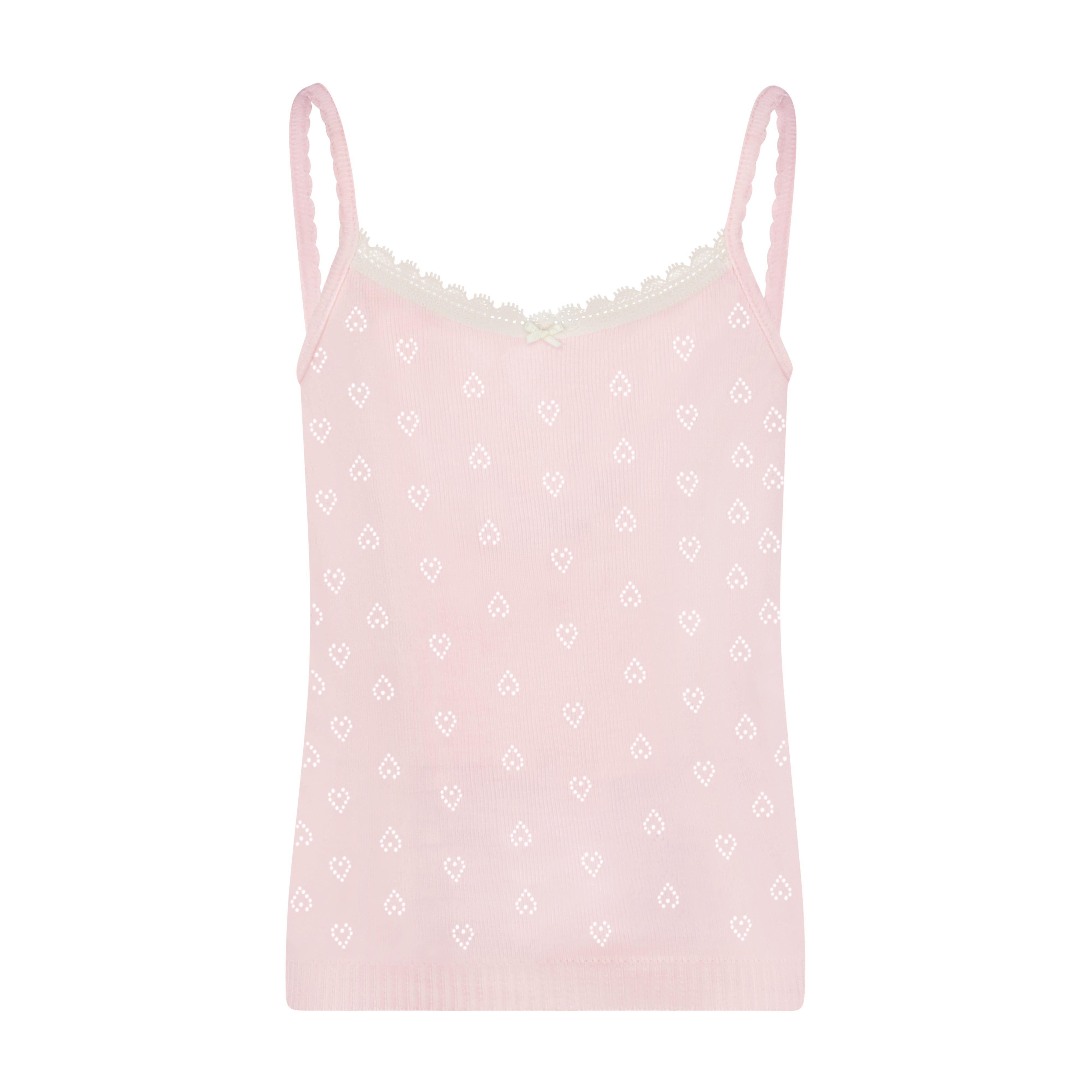 Girls Cami - Ballet Pink Hearts Pointelle