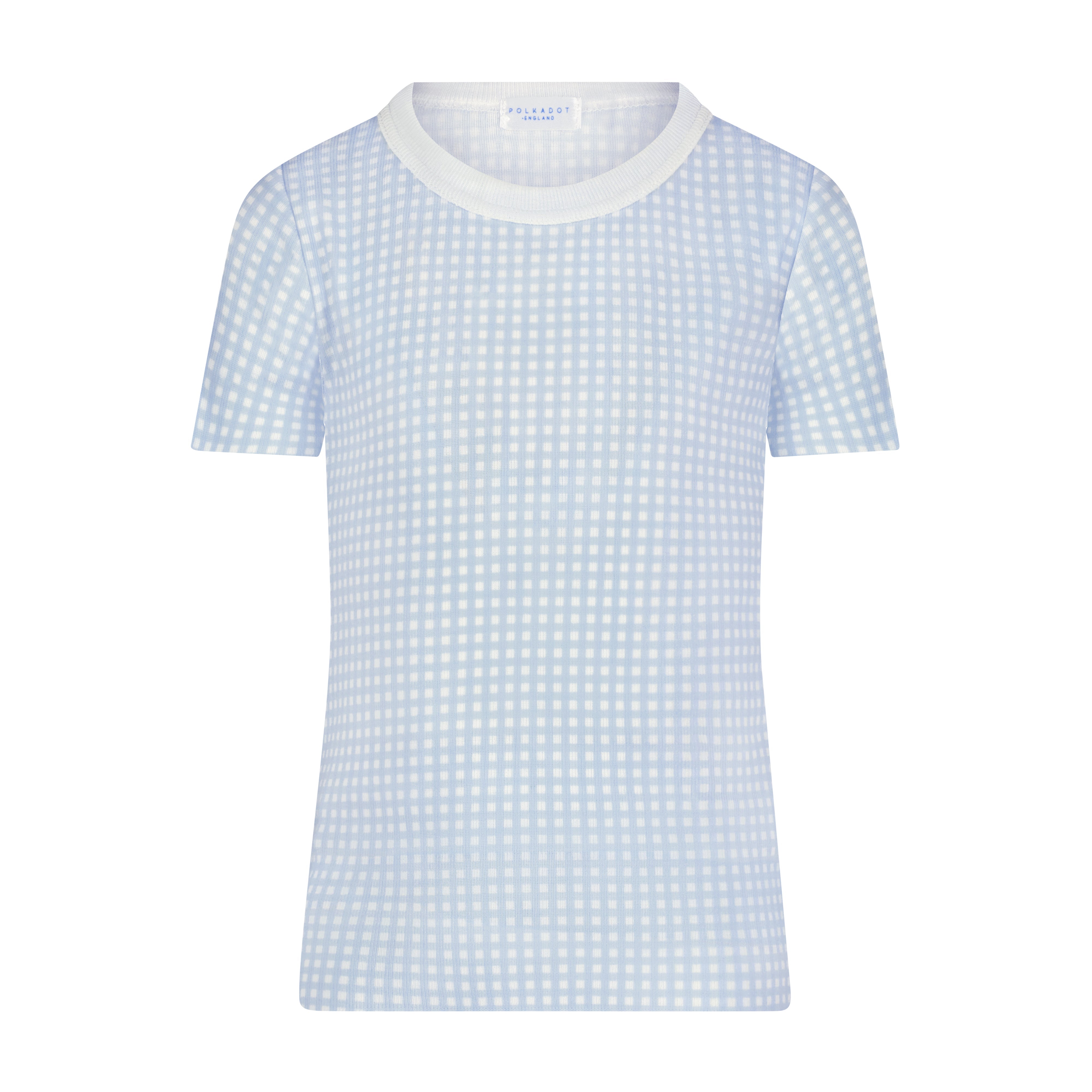 Boys Dean Set Crew Short Sleeve & Long Short - Blue Gingham Print