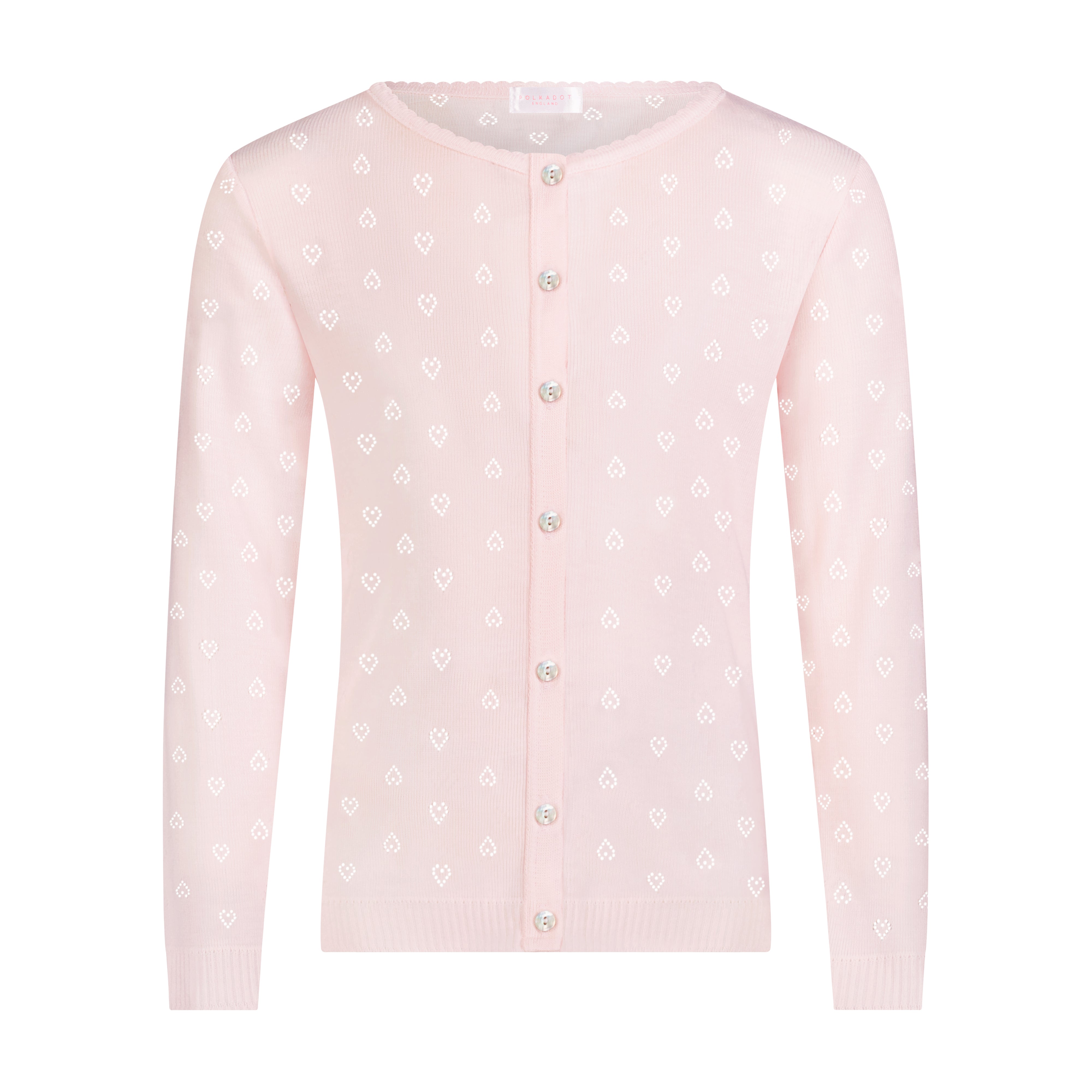 Girls Lottie Set Cardigan & Cami - Ballet Pink Hearts Pointelle