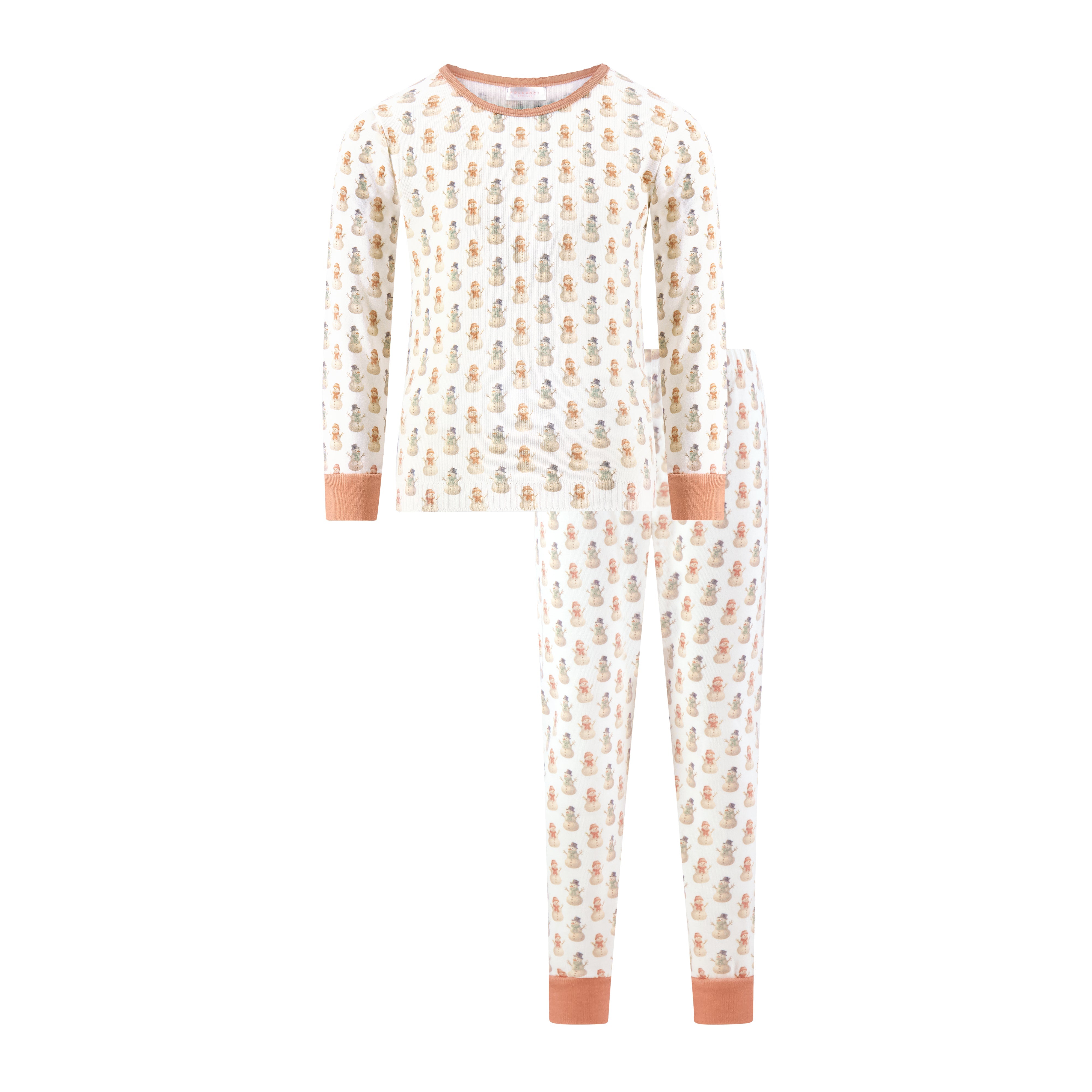 Girls & Baby Set Crew LS & Jogger - Vintage Snowman
