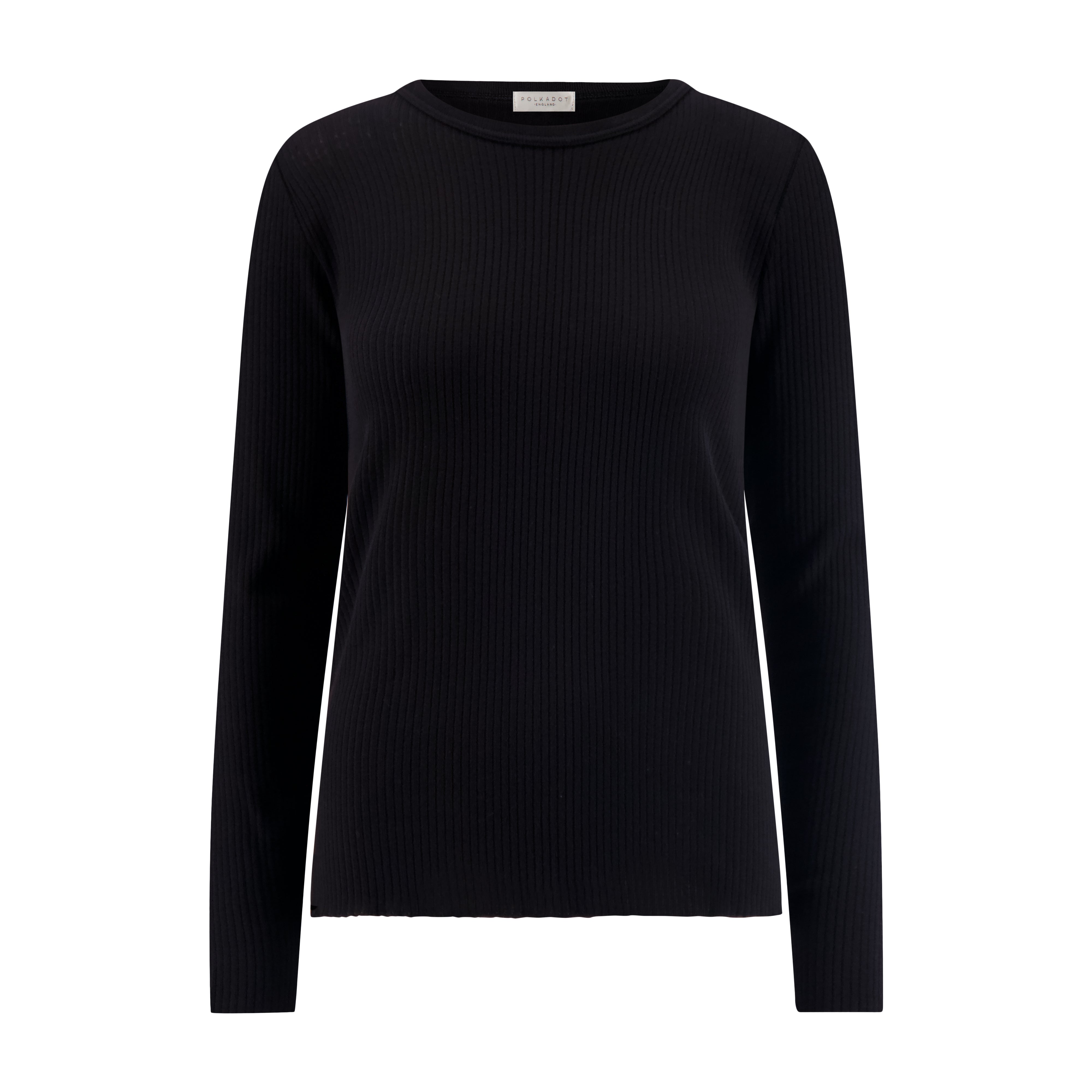 Boyfriend Slouchy Crew Long Sleeve - Black Rib Knit