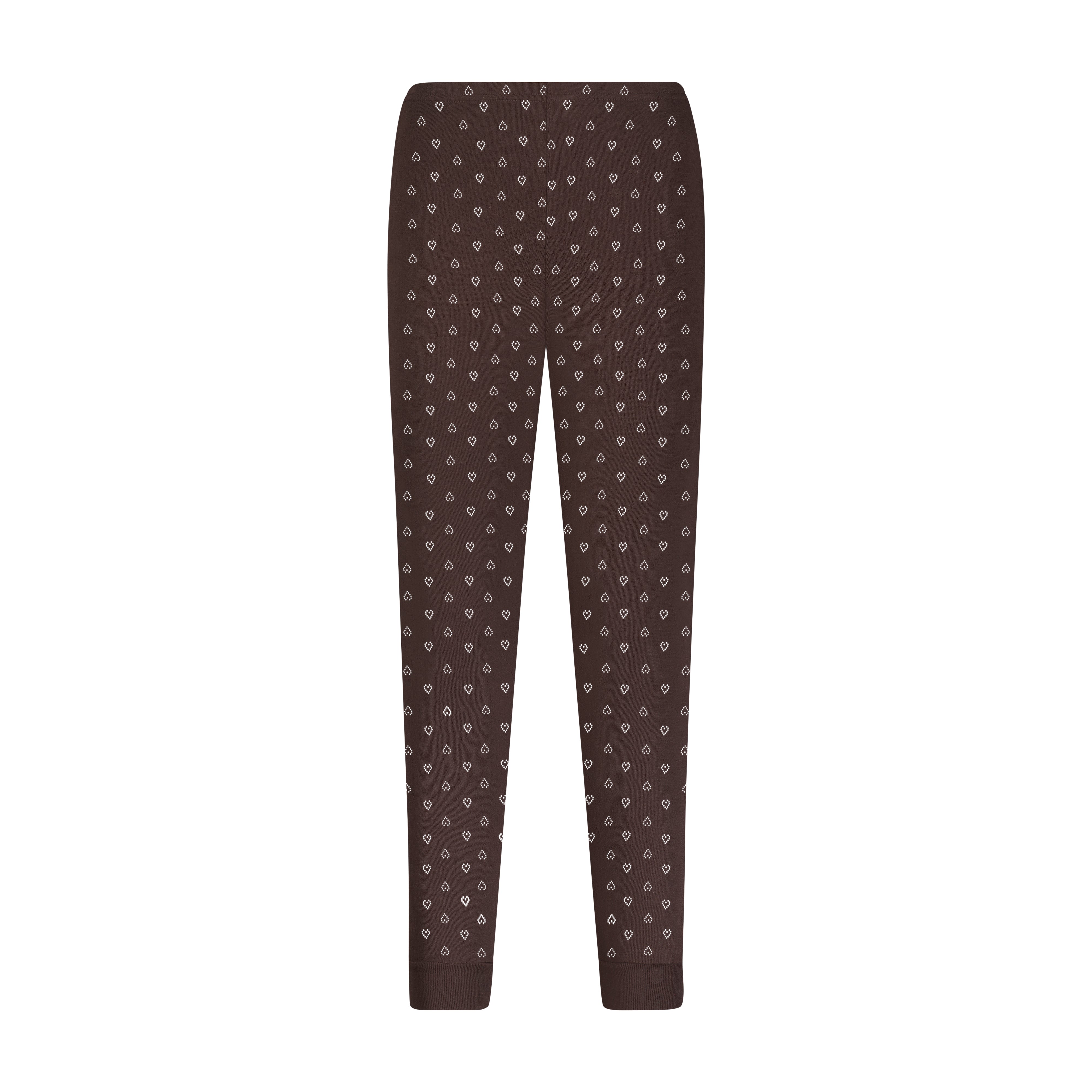 Sarah Jogger - Brown Hearts Pointelle