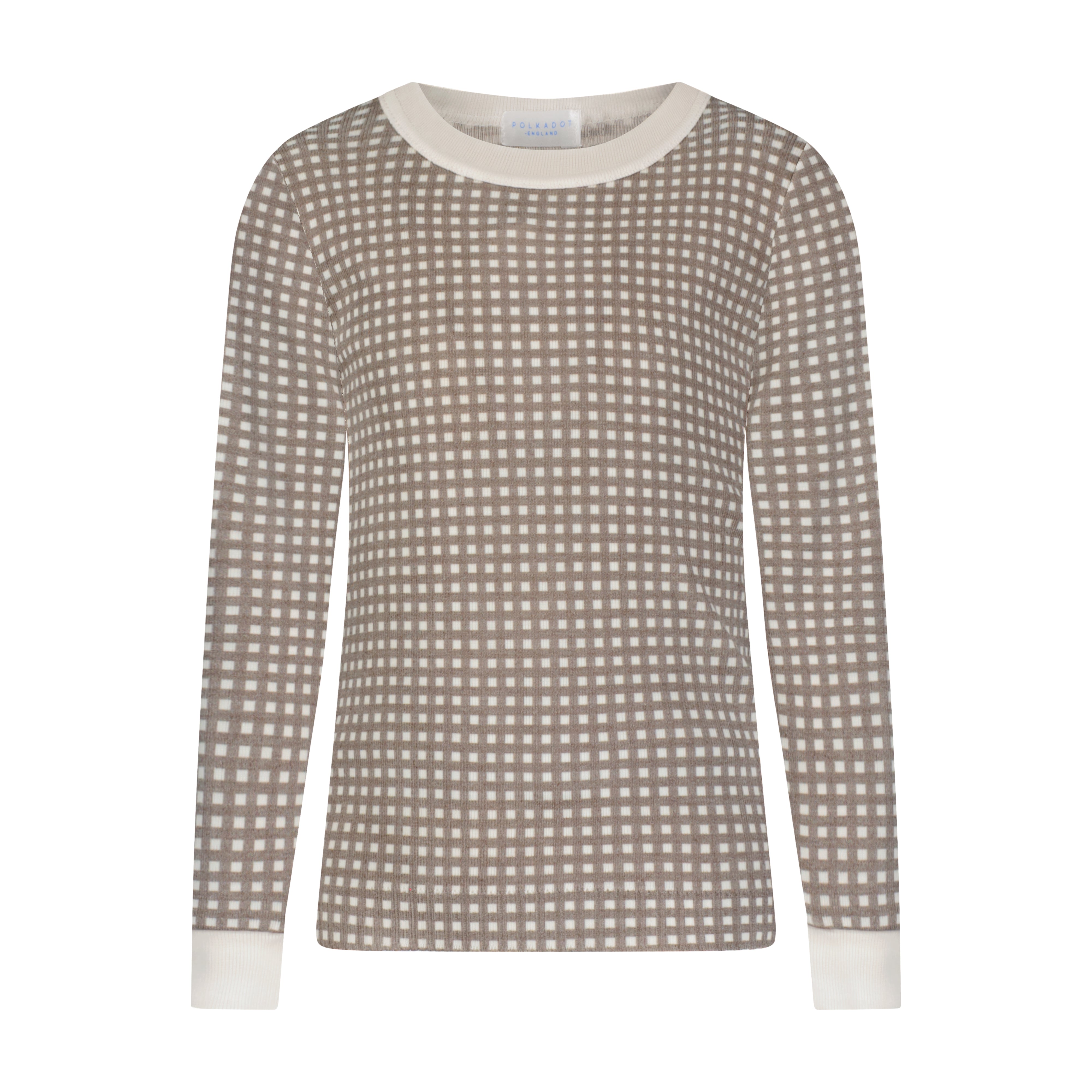 Boys Set Crew LS & Pant - Brown Gingham Print