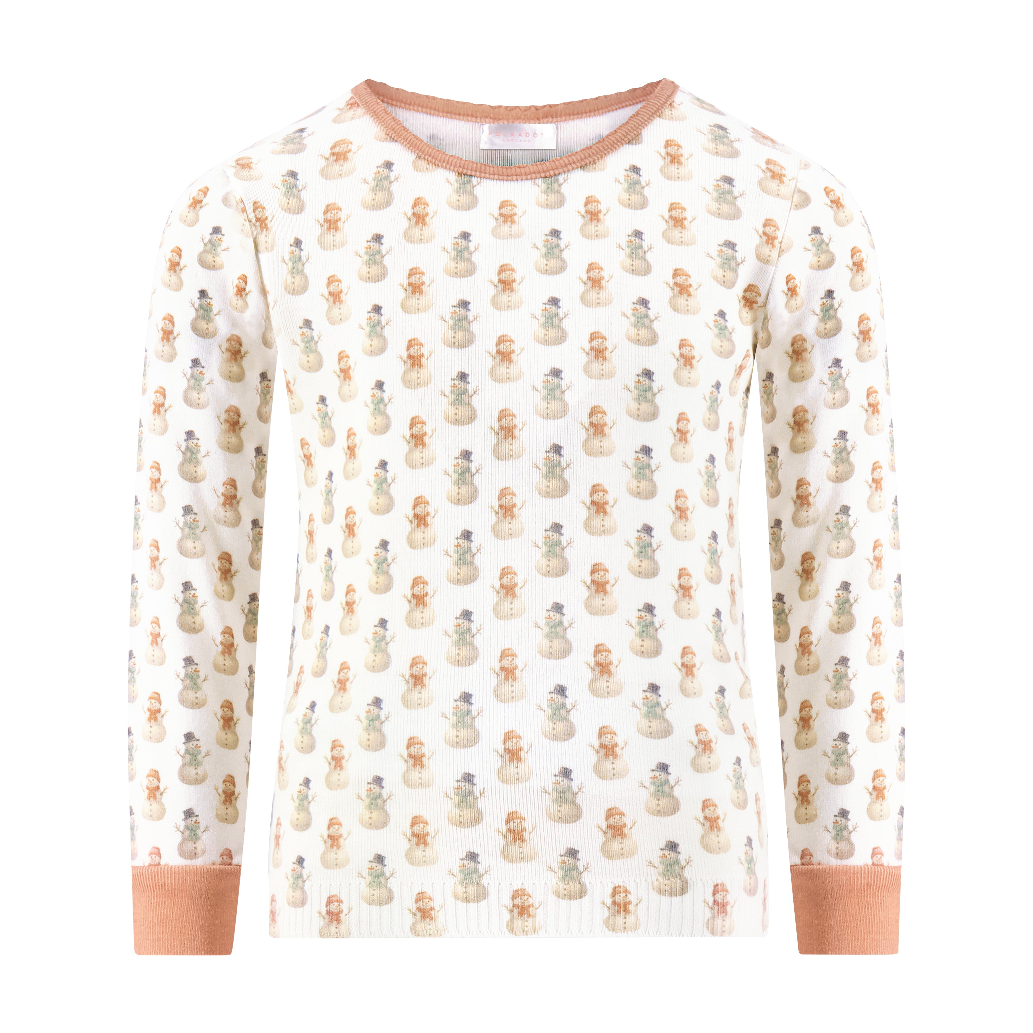 Girls & Baby Set Crew LS & Jogger - Vintage Snowman