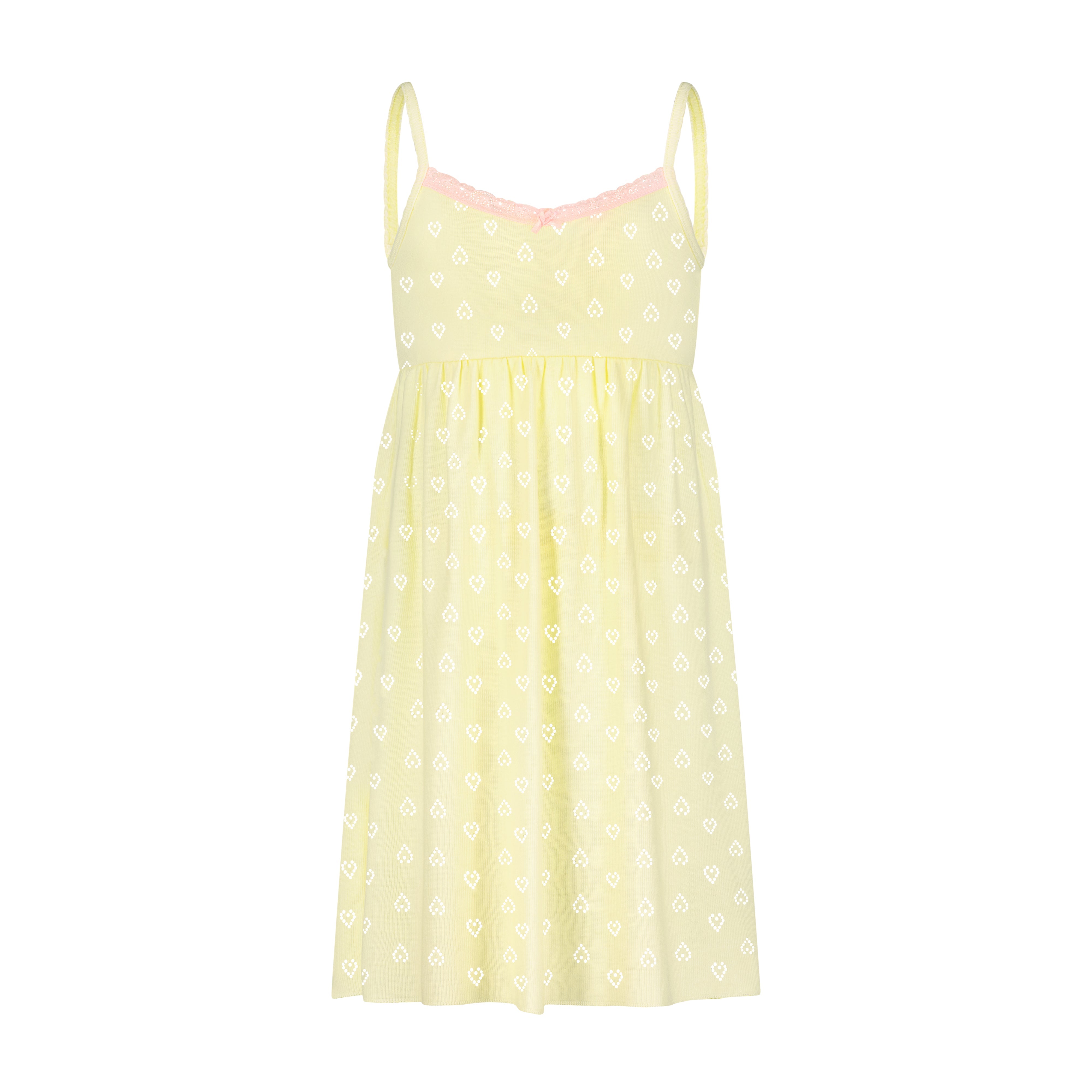 Girls Babydoll Gown - Lemon Hearts Pointelle