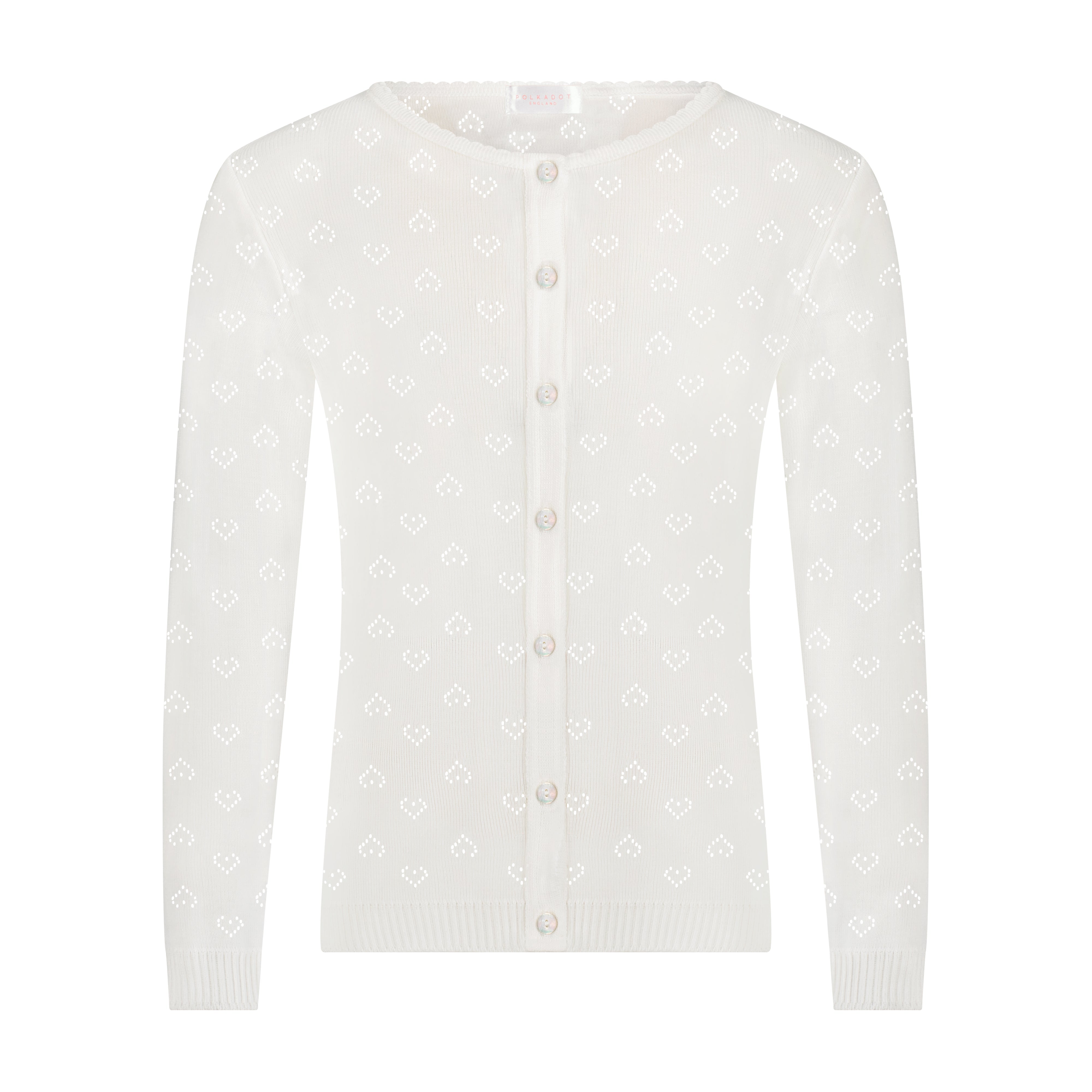 Girls Lottie Set Cardigan & Cami - Ivory Hearts Pointelle