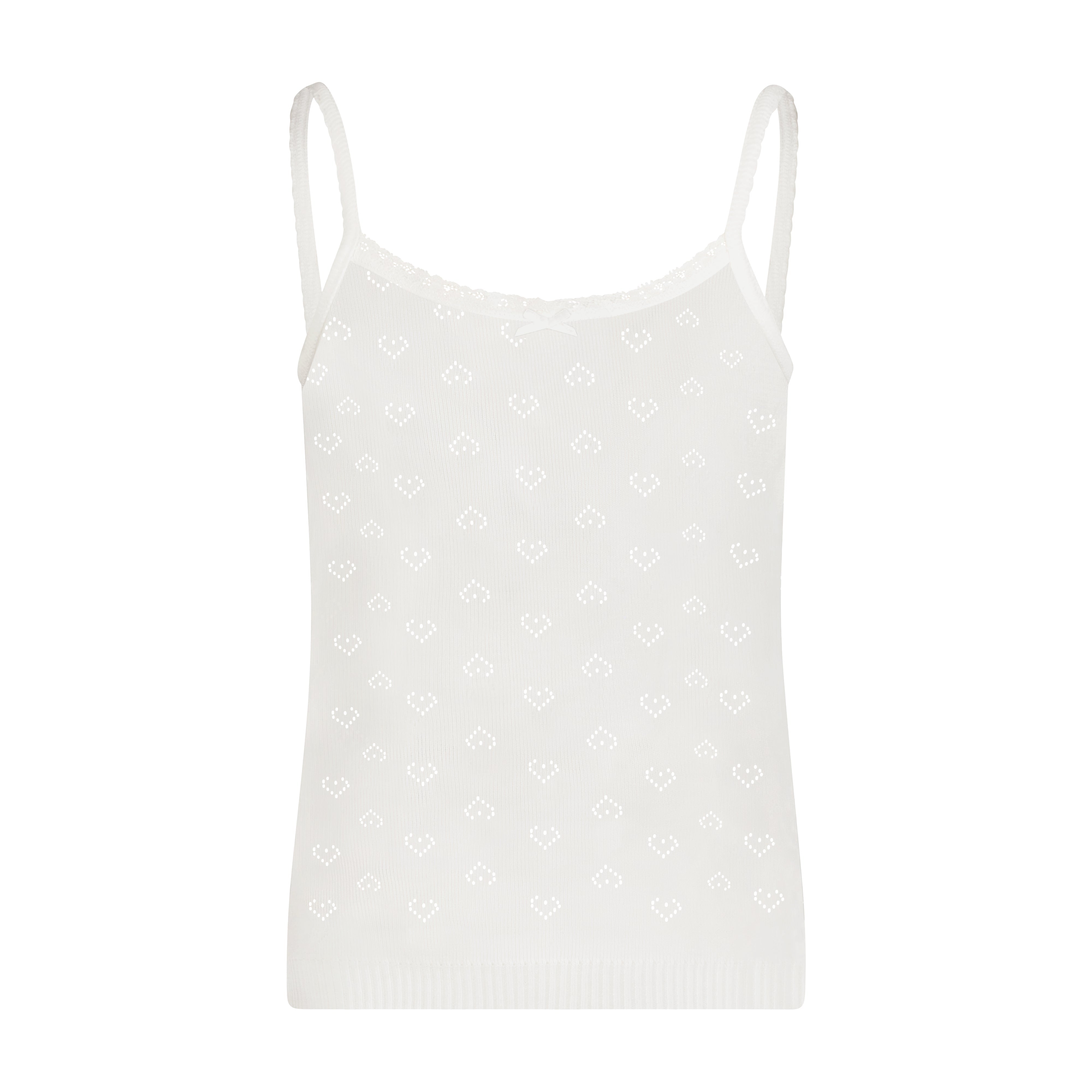 Girls Lottie Set Cardigan & Cami - Ivory Hearts Pointelle