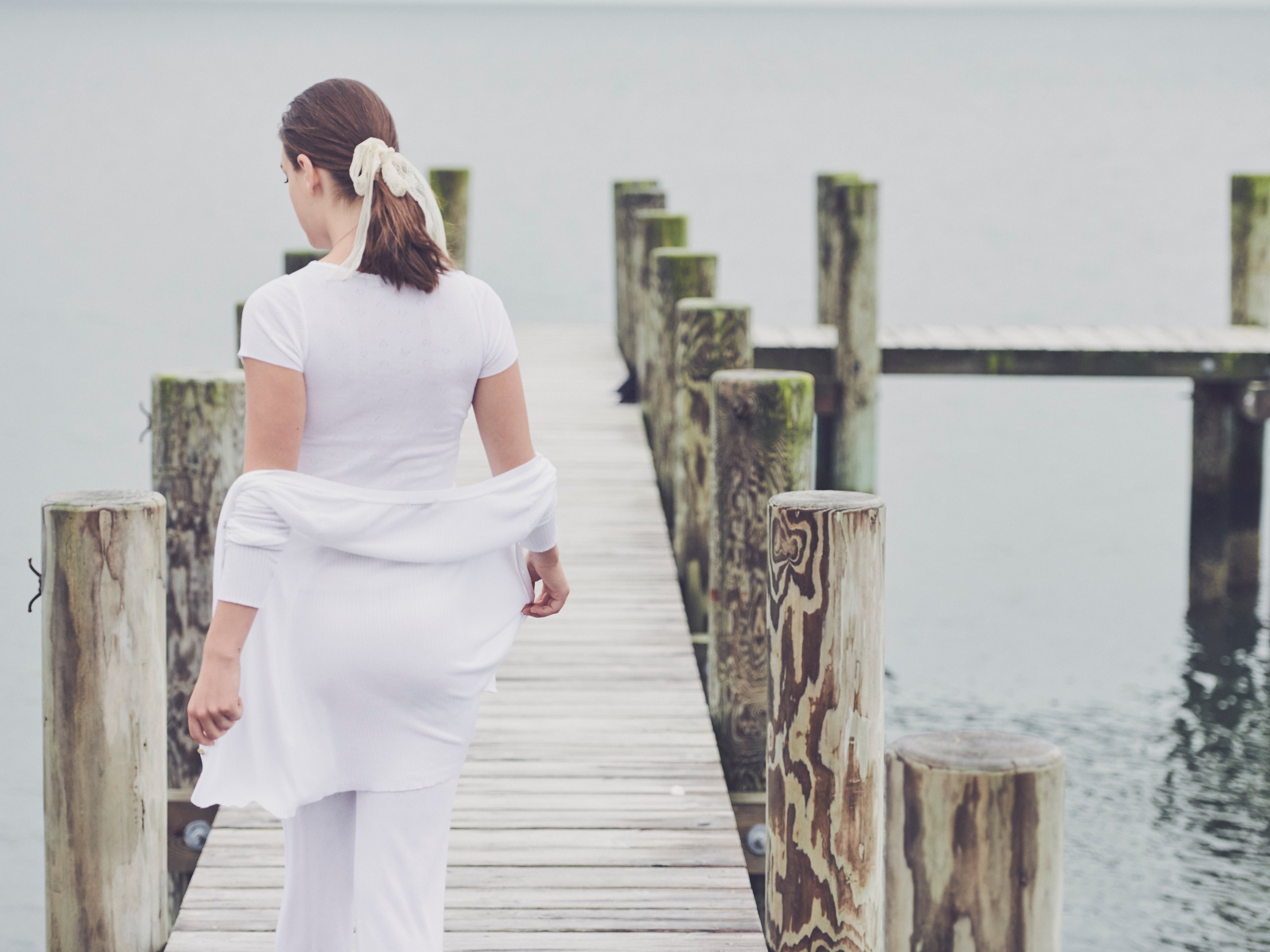 Slouchy V Cardigan - Pearl White Rib Knit
