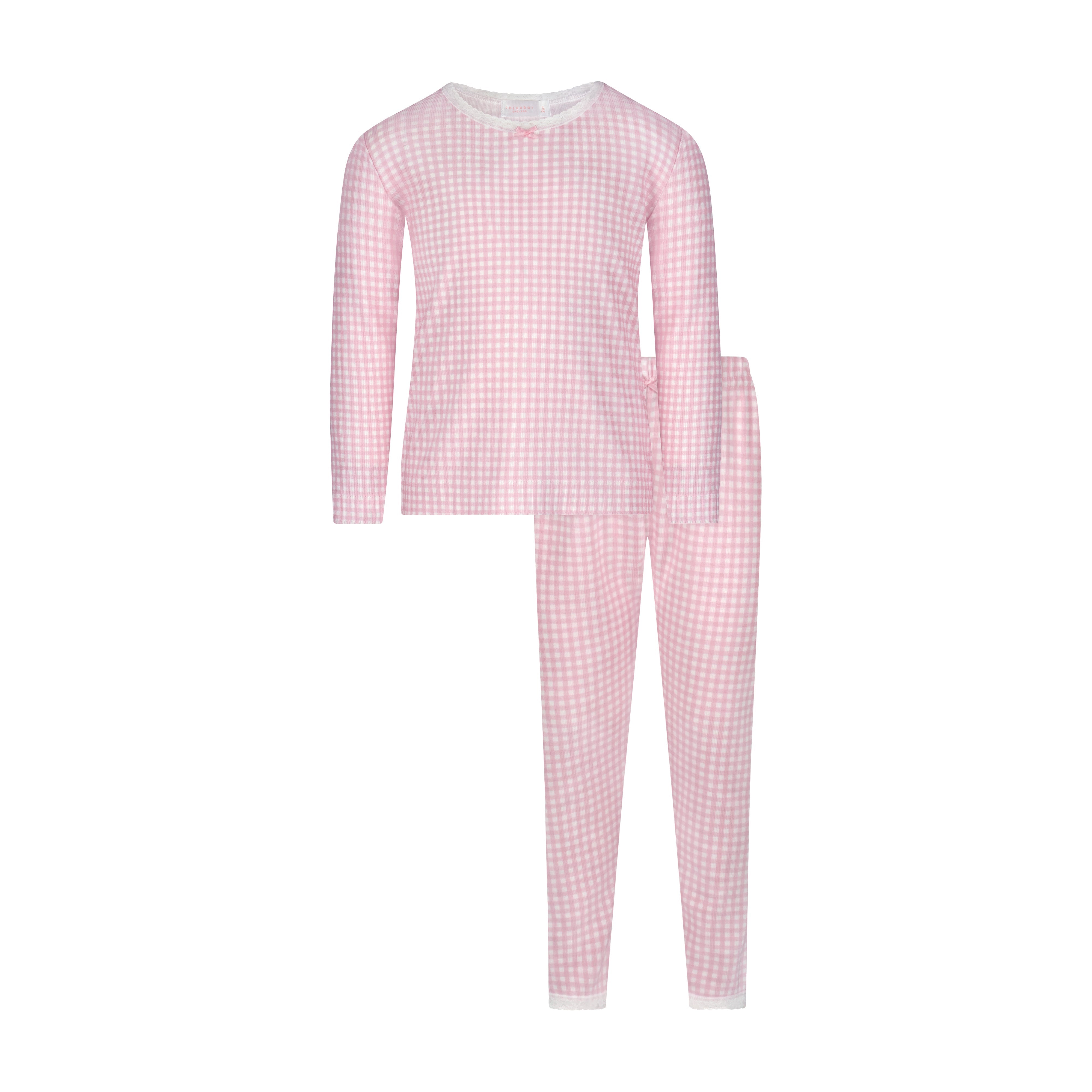 Girls & Baby Classic Set Crew LS & Pant - Pink Gingham Print