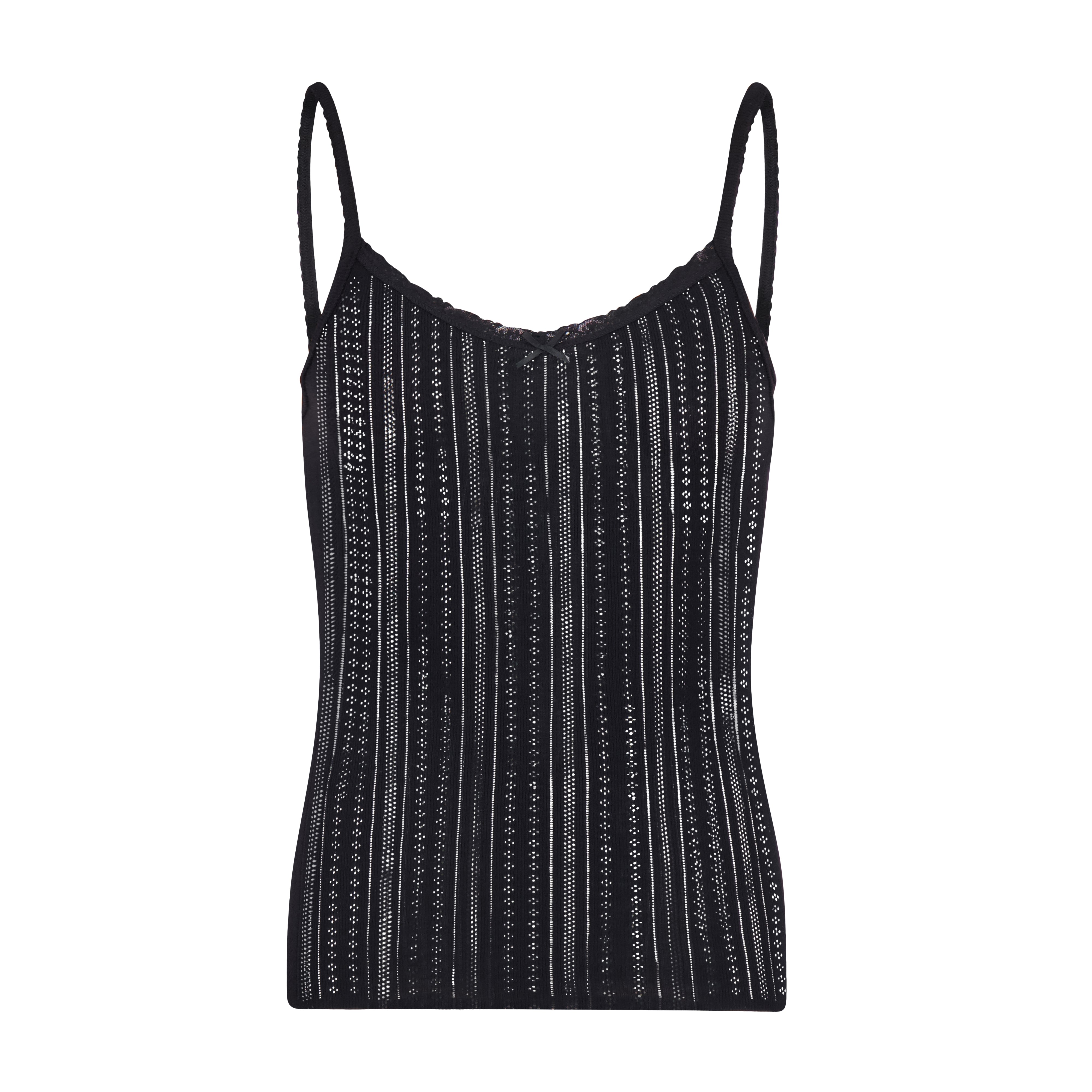 Patti Cami - Black Windsor Pointelle w Black Lace