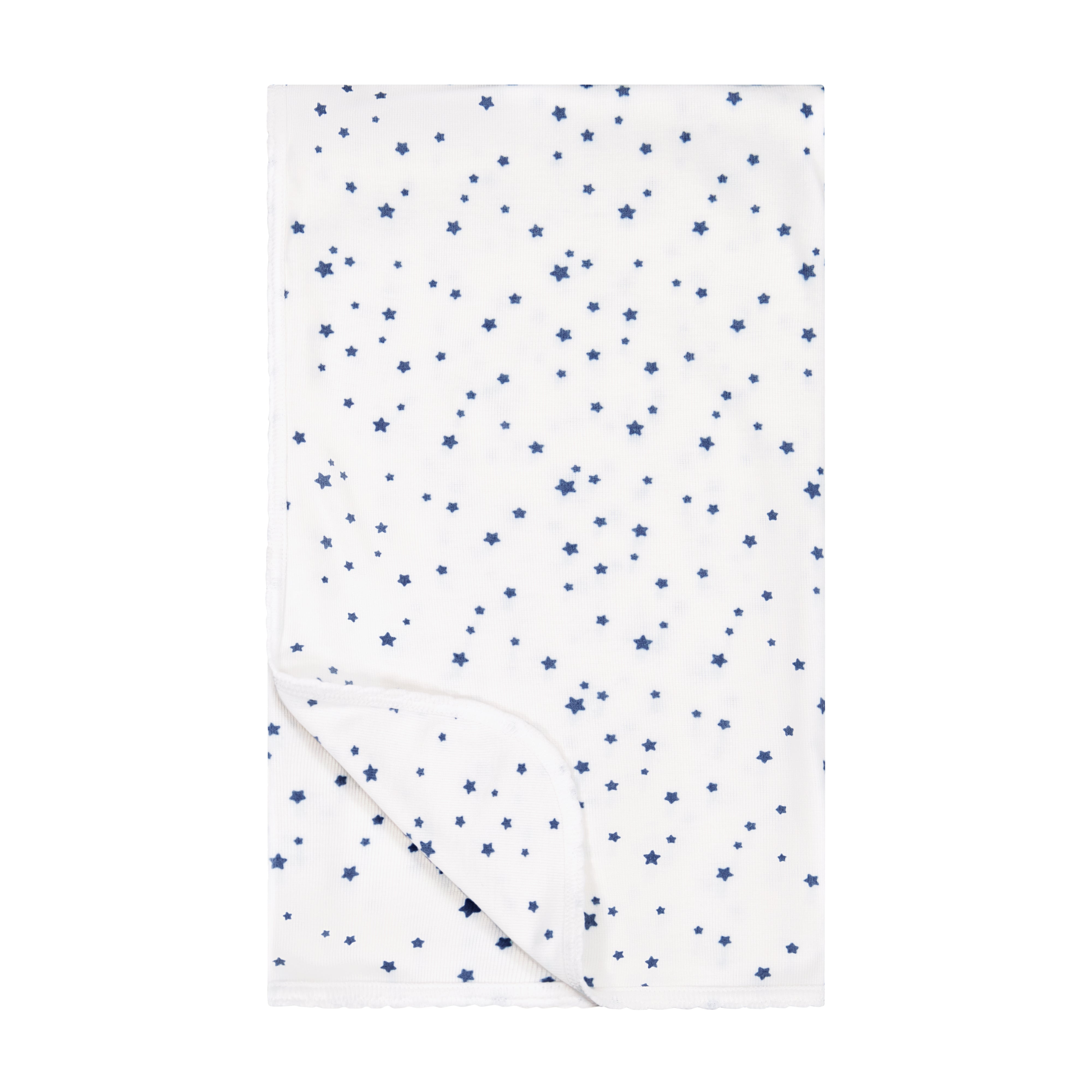 Baby Blanket - Navy Stars Print on Ivory
