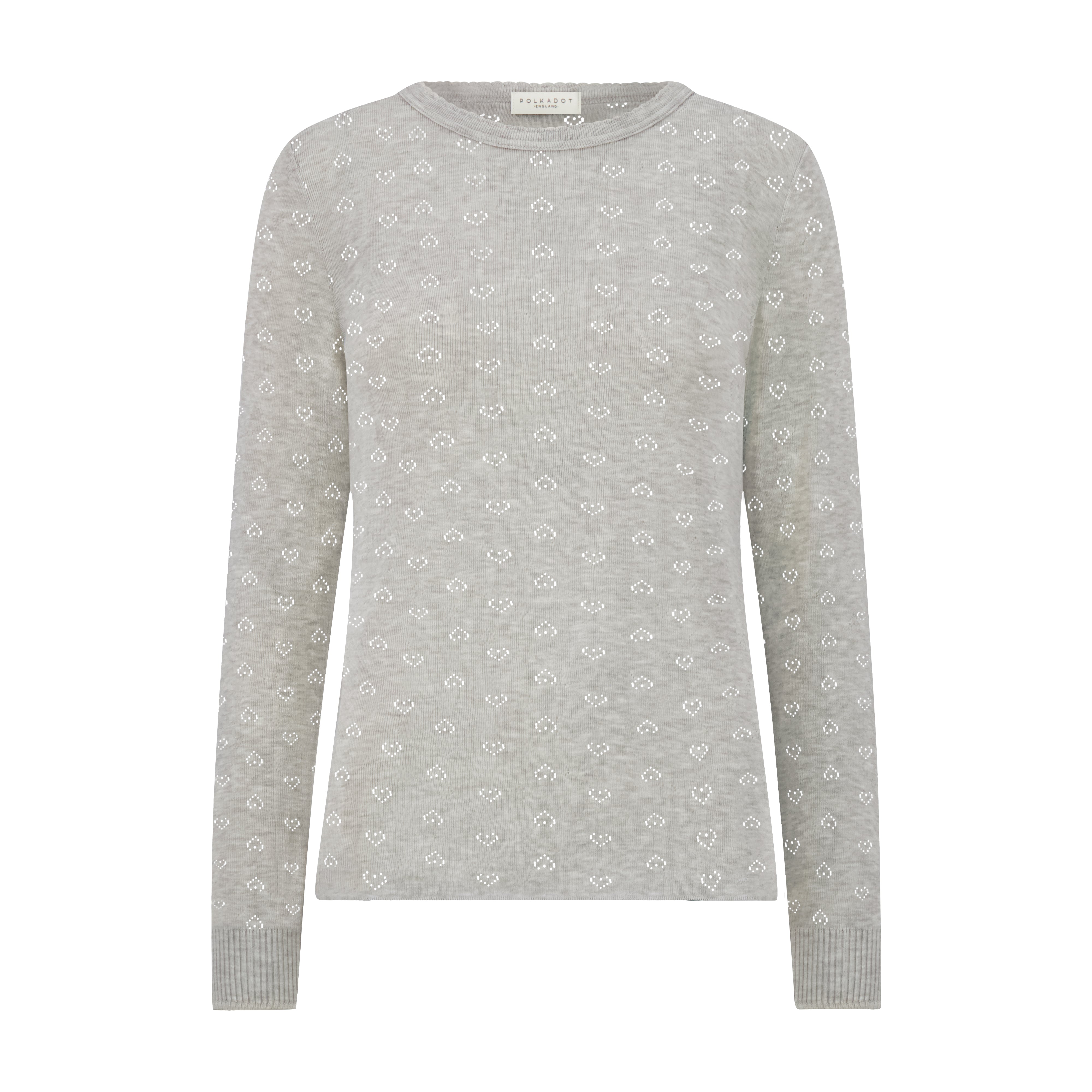 Rachel Slouchy - Heather Grey Hearts Pointelle
