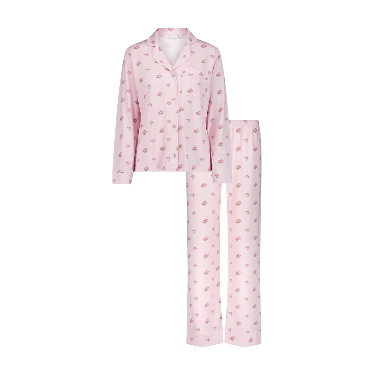 Charley Classic Long Sleeve & Pant Pajama Set - Pink Vintage Rose Print