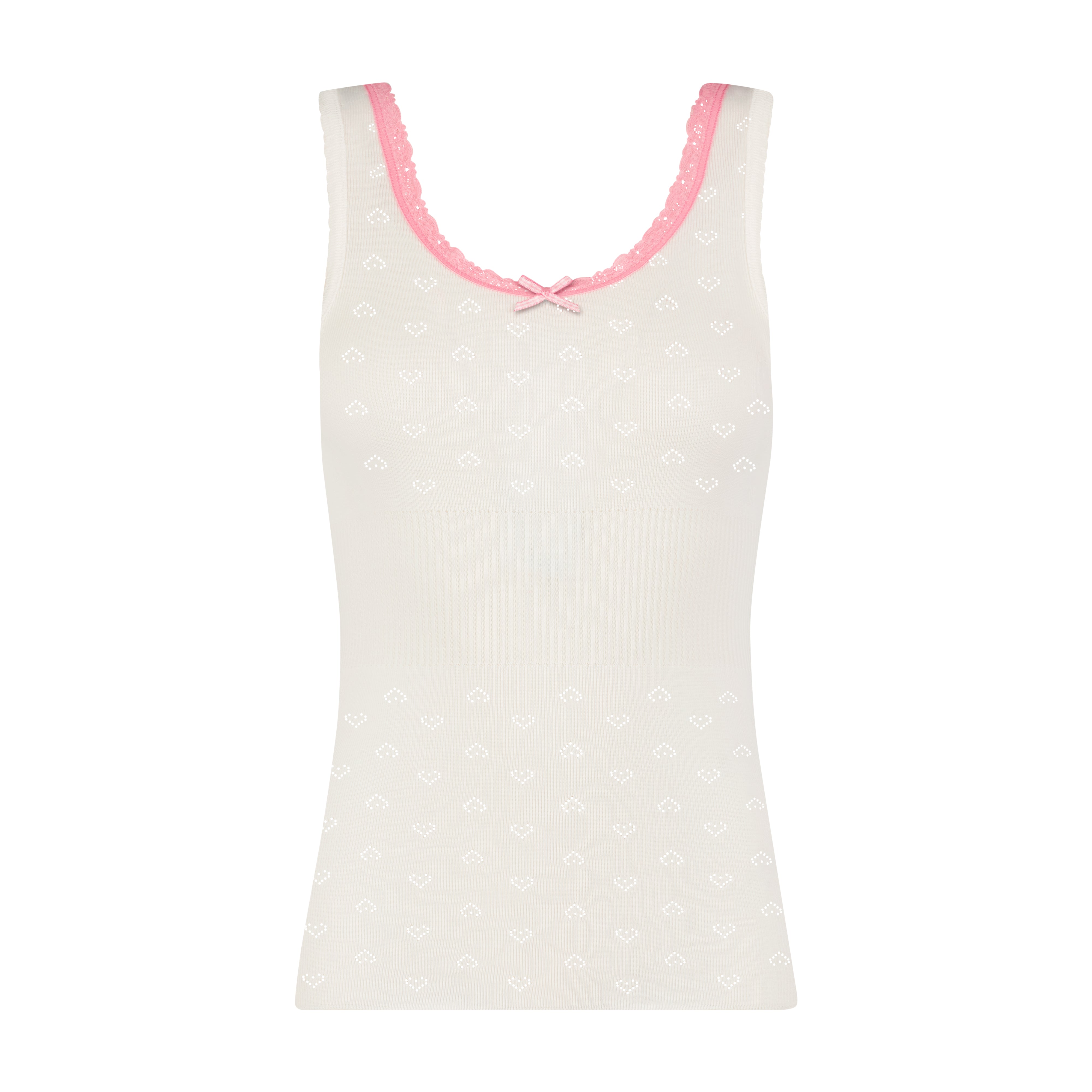 Charlotte Tank - Ivory Hearts Pointelle