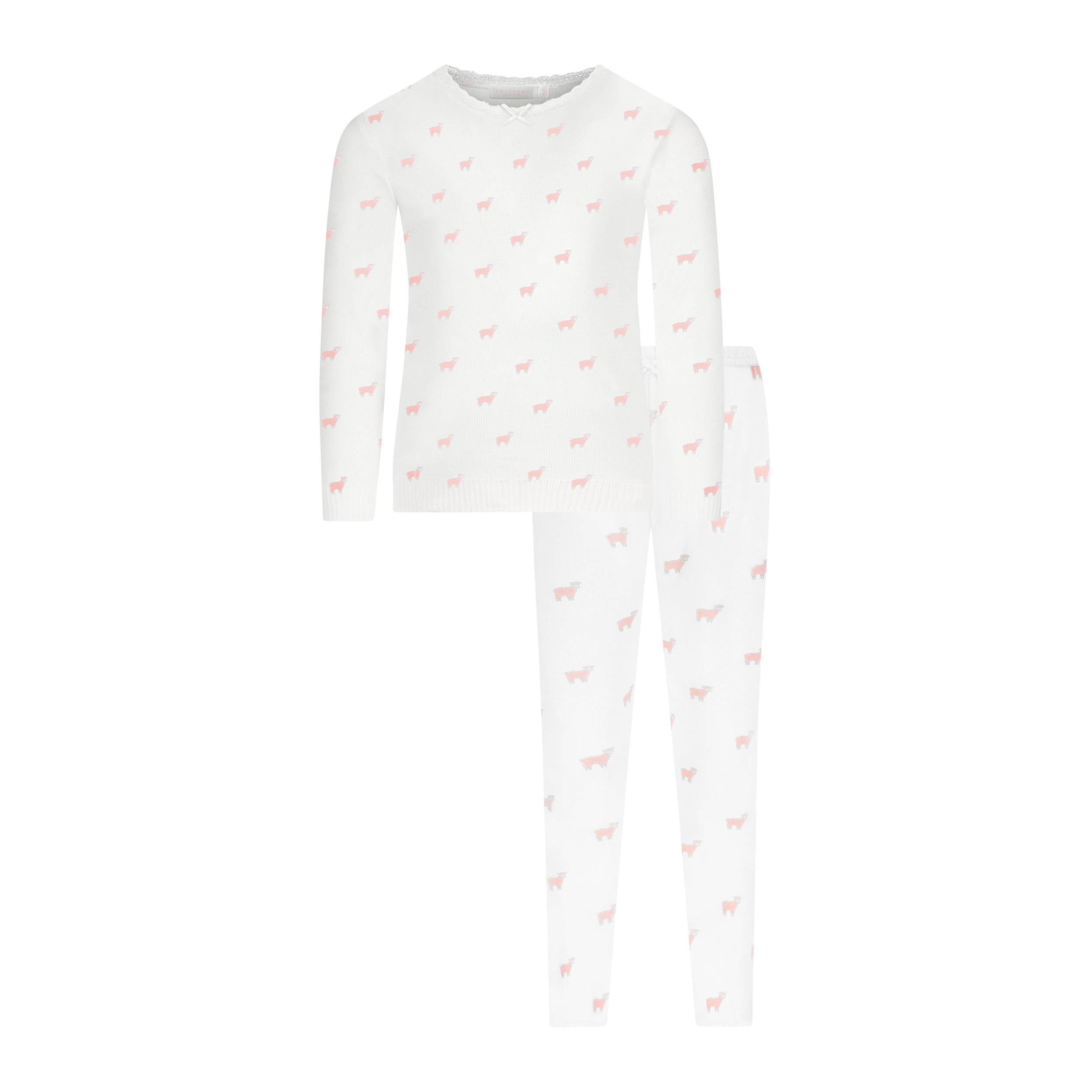 Baby Girls & Girls Classic Set Crew LS & Pant - Pink Sheep Print