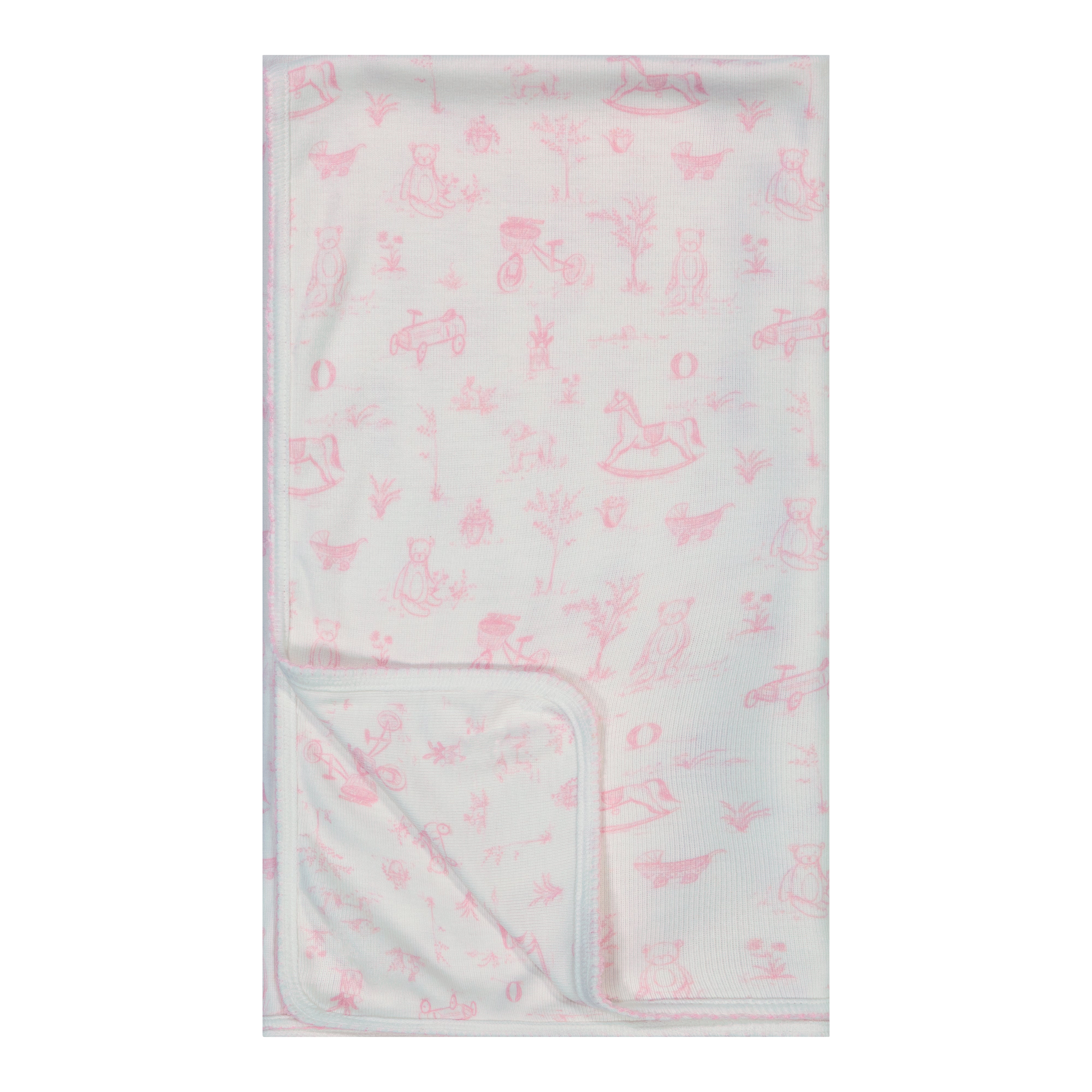 Girls Baby Blanket - Pink Toile Print