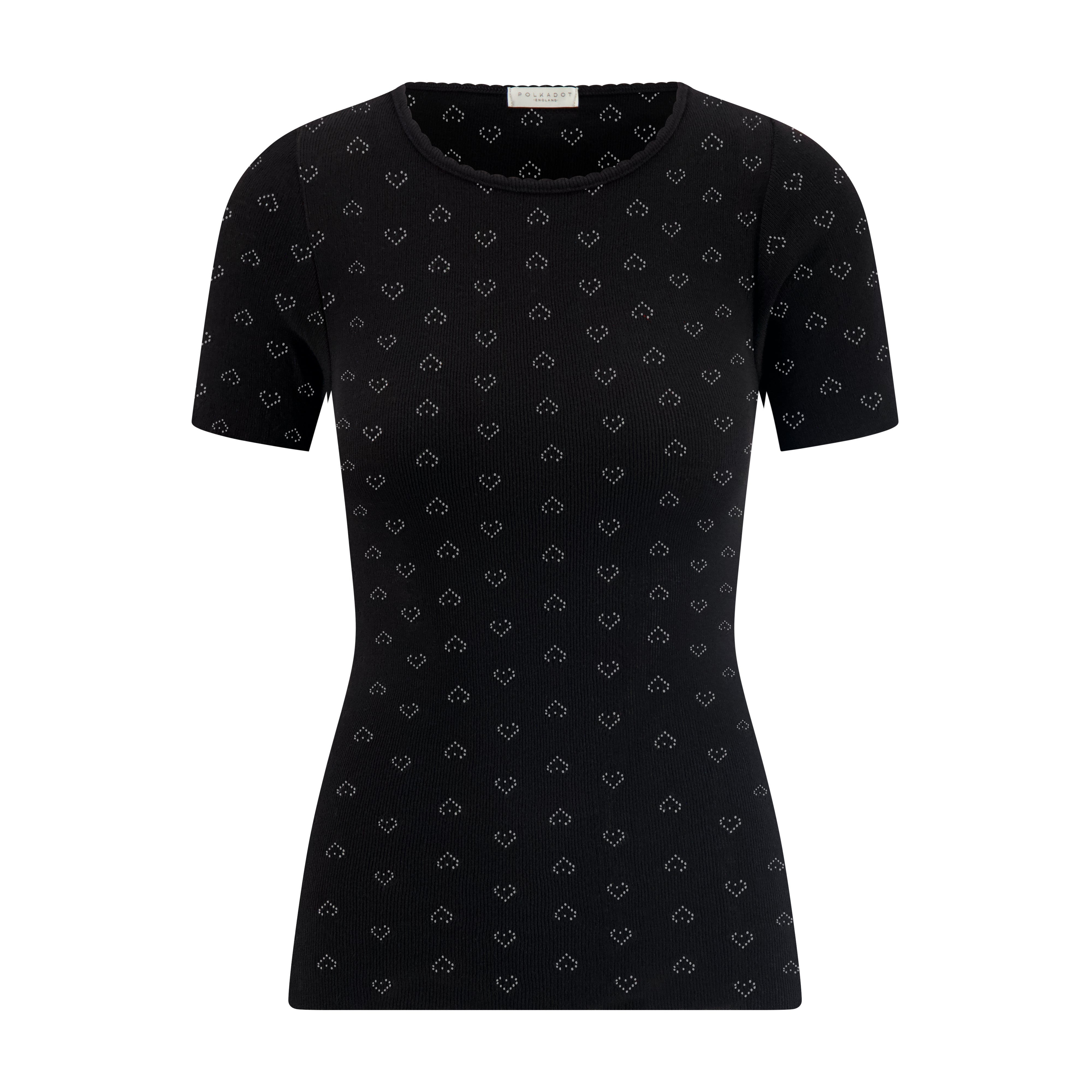 Julia Tee - Black Hearts Pointelle