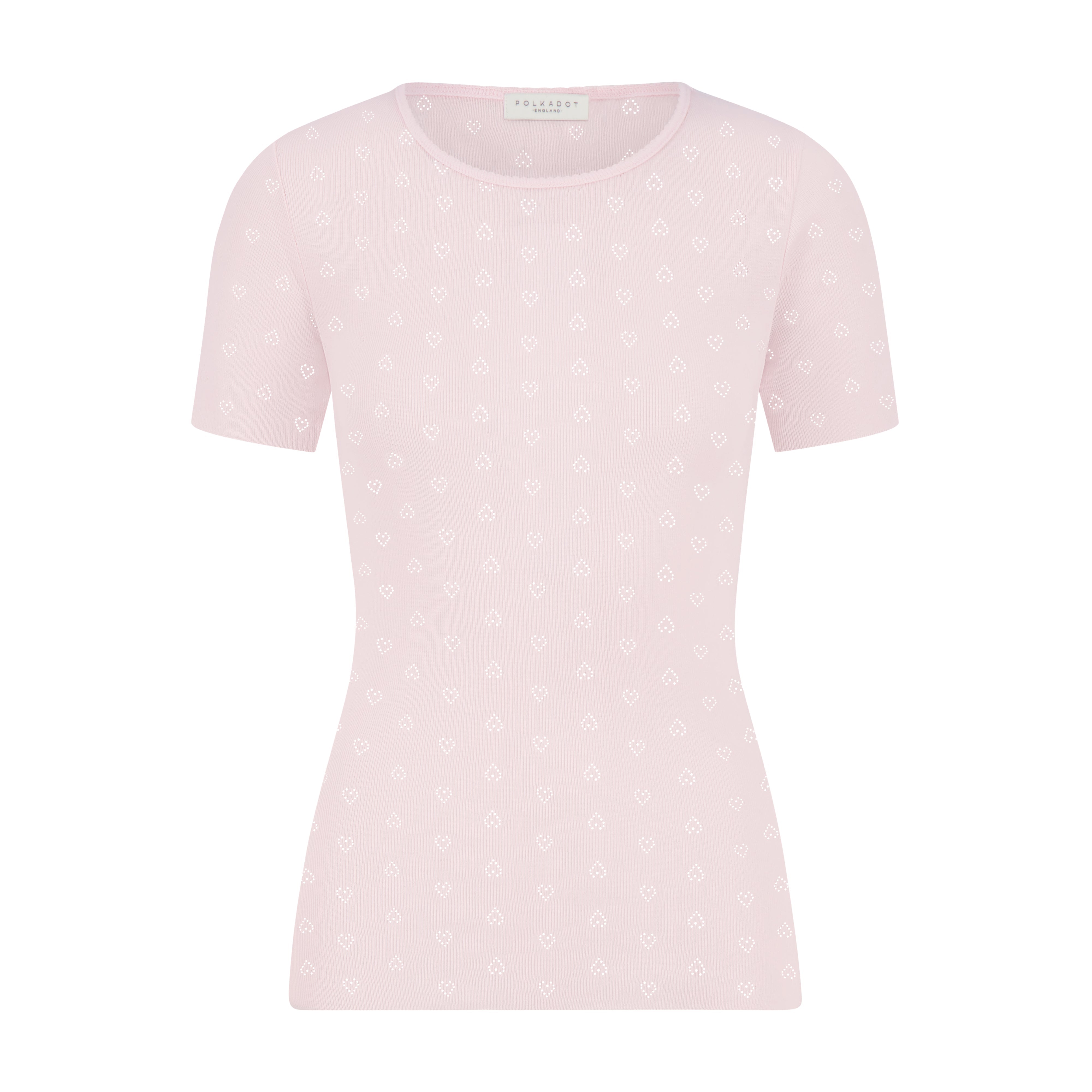 Julia Tee - Shell Pink Hearts Pointelle