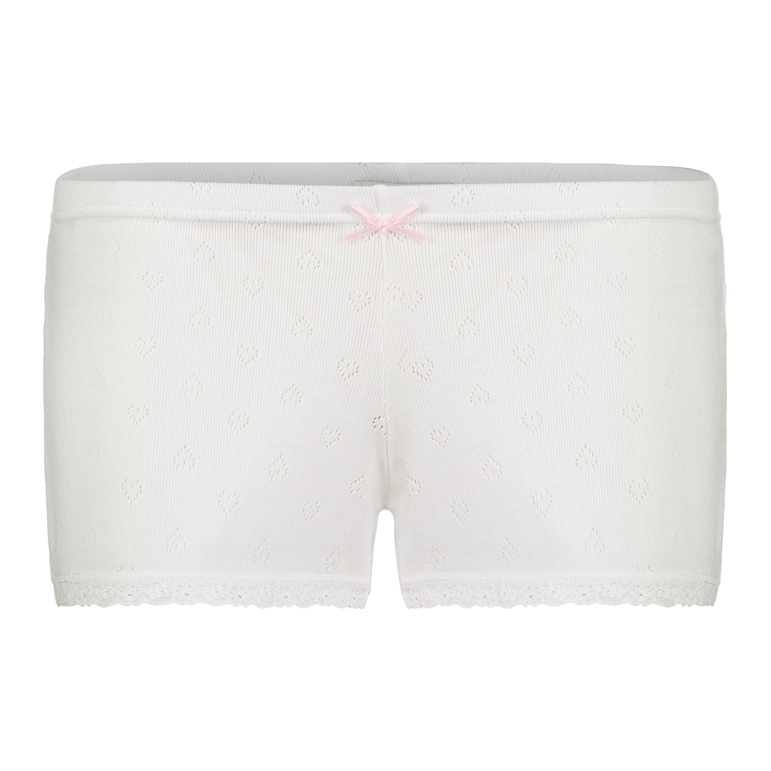 Sally Short - Pearl White Hearts Pointelle