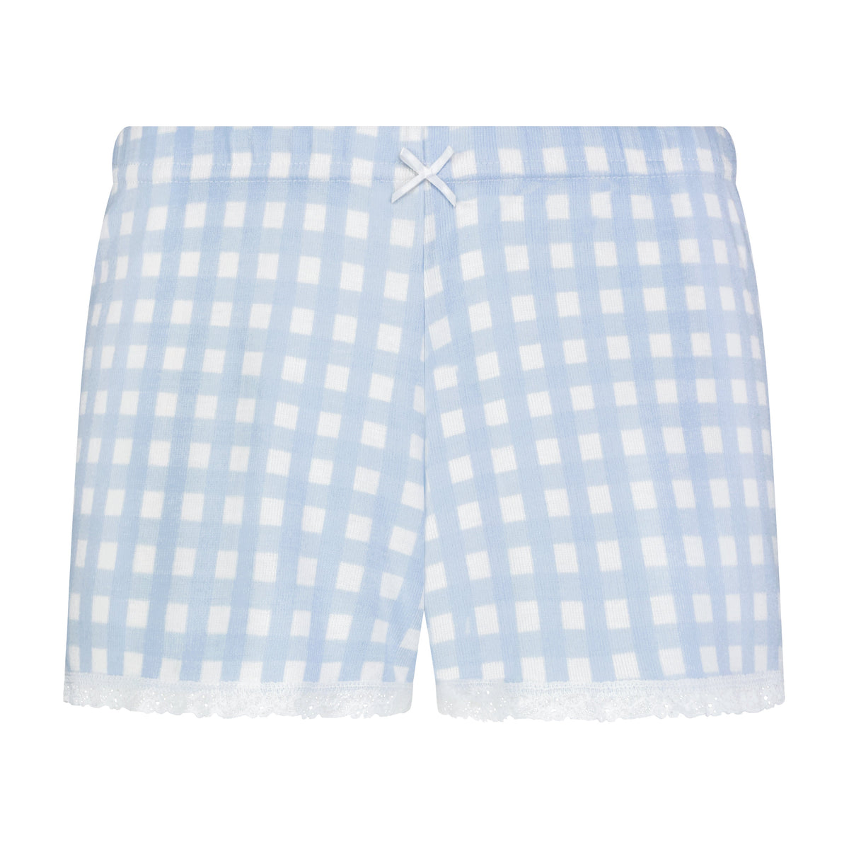Sally Classic Mid-Rise Short - Blue Gingham Print