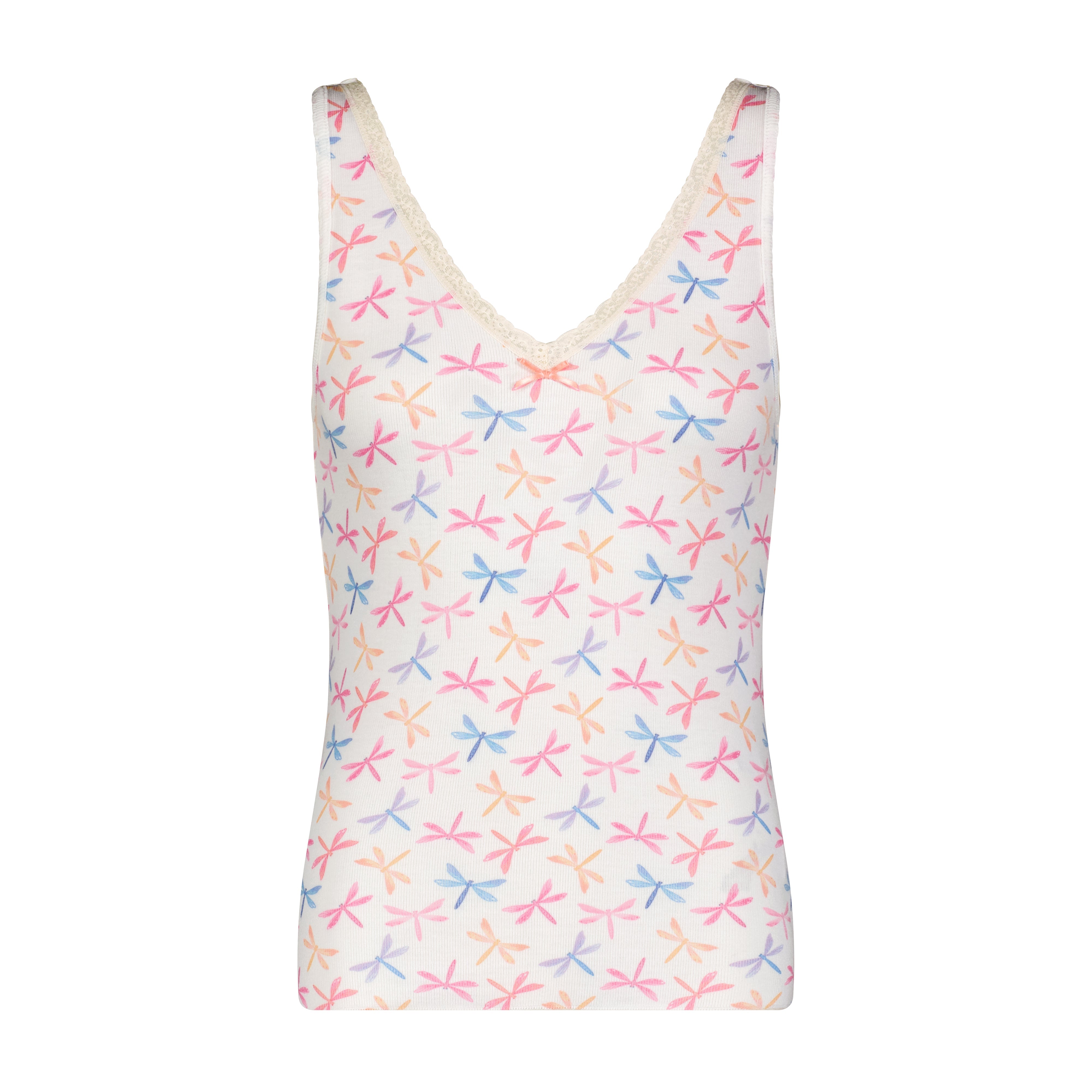 SET V Neck Tank & Long Short Hi Rise - Dragonfly Print