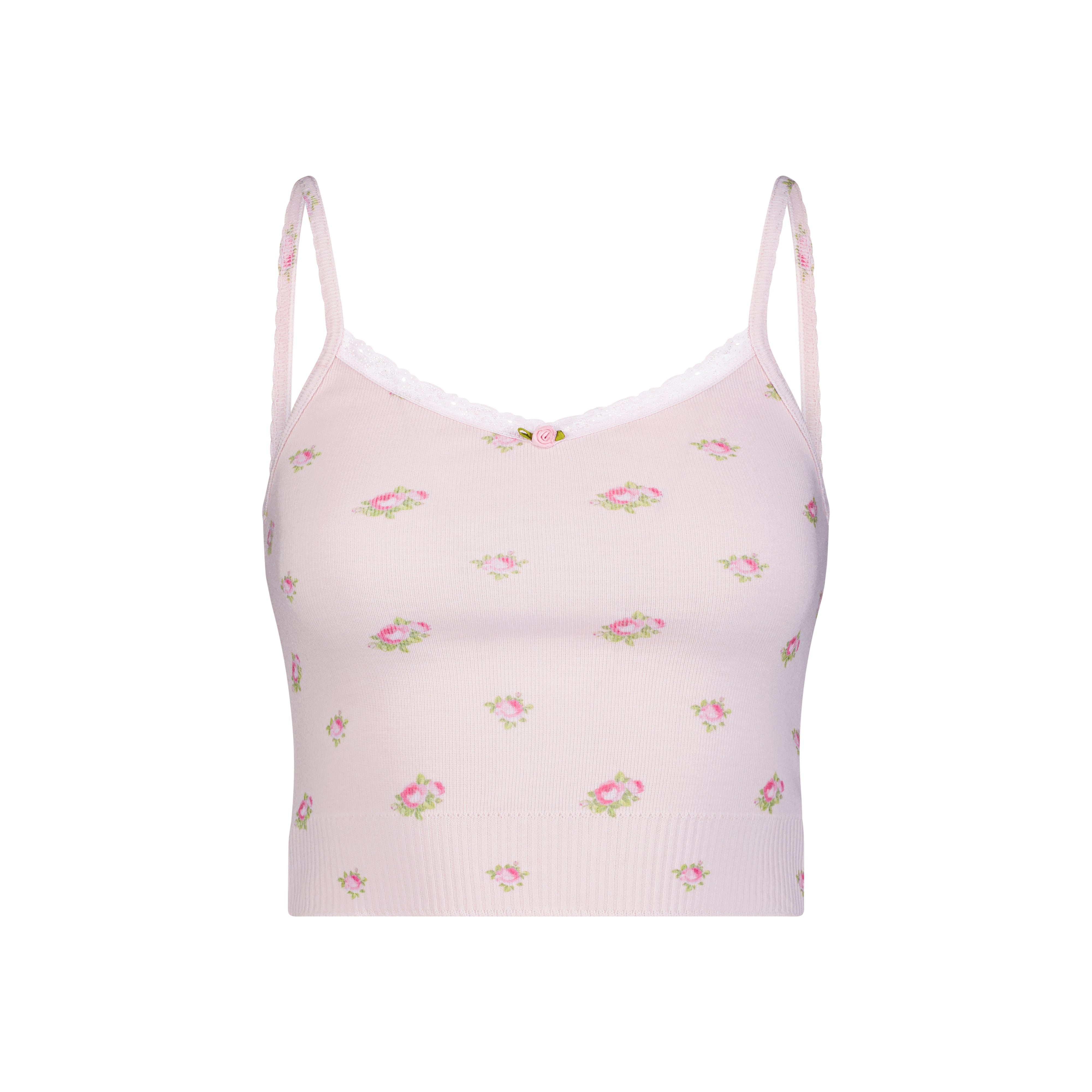 Liz Cropped Cami - Pink Vintage Rose Print