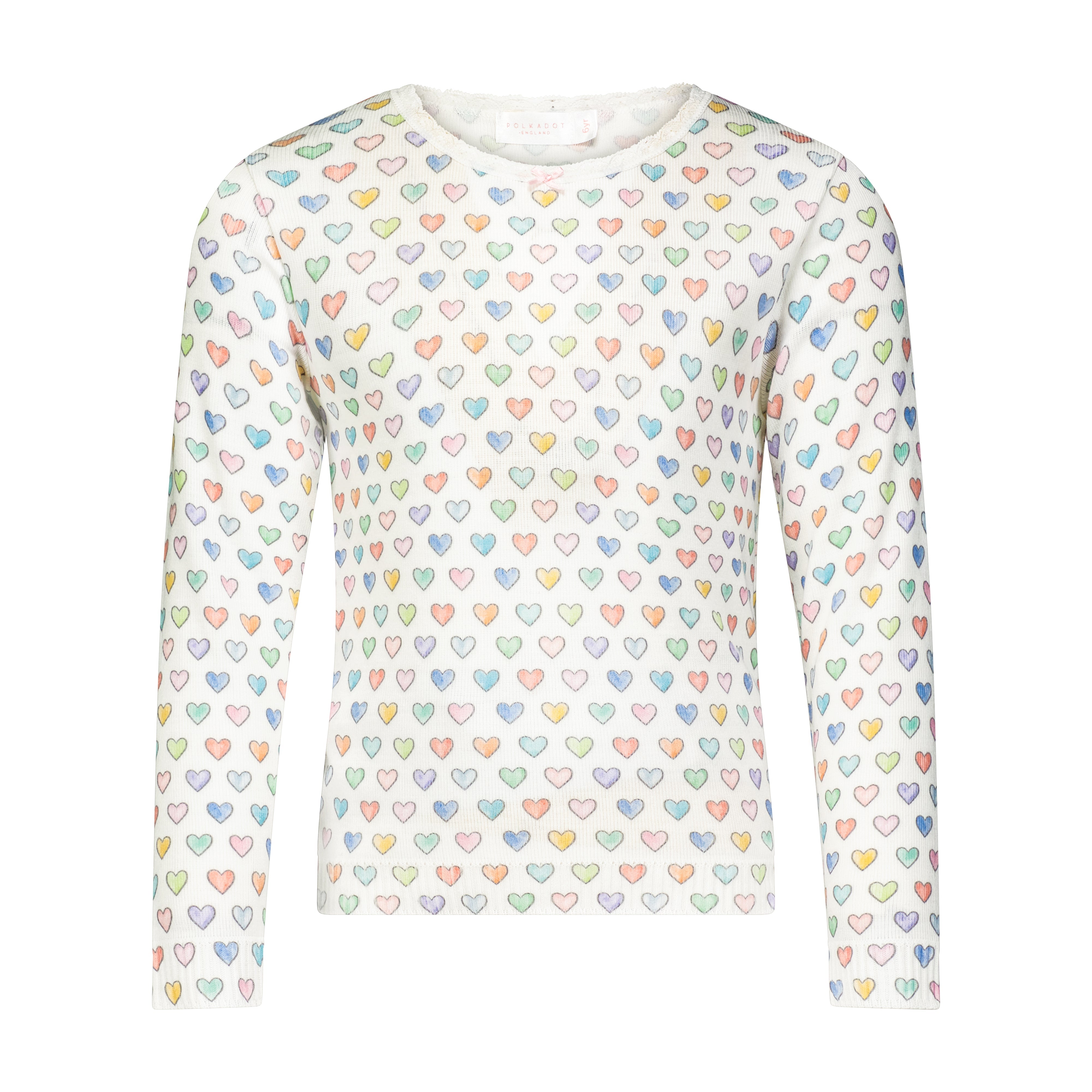 Girls & Baby Crew Long Sleeve - Rainbow Hearts Print