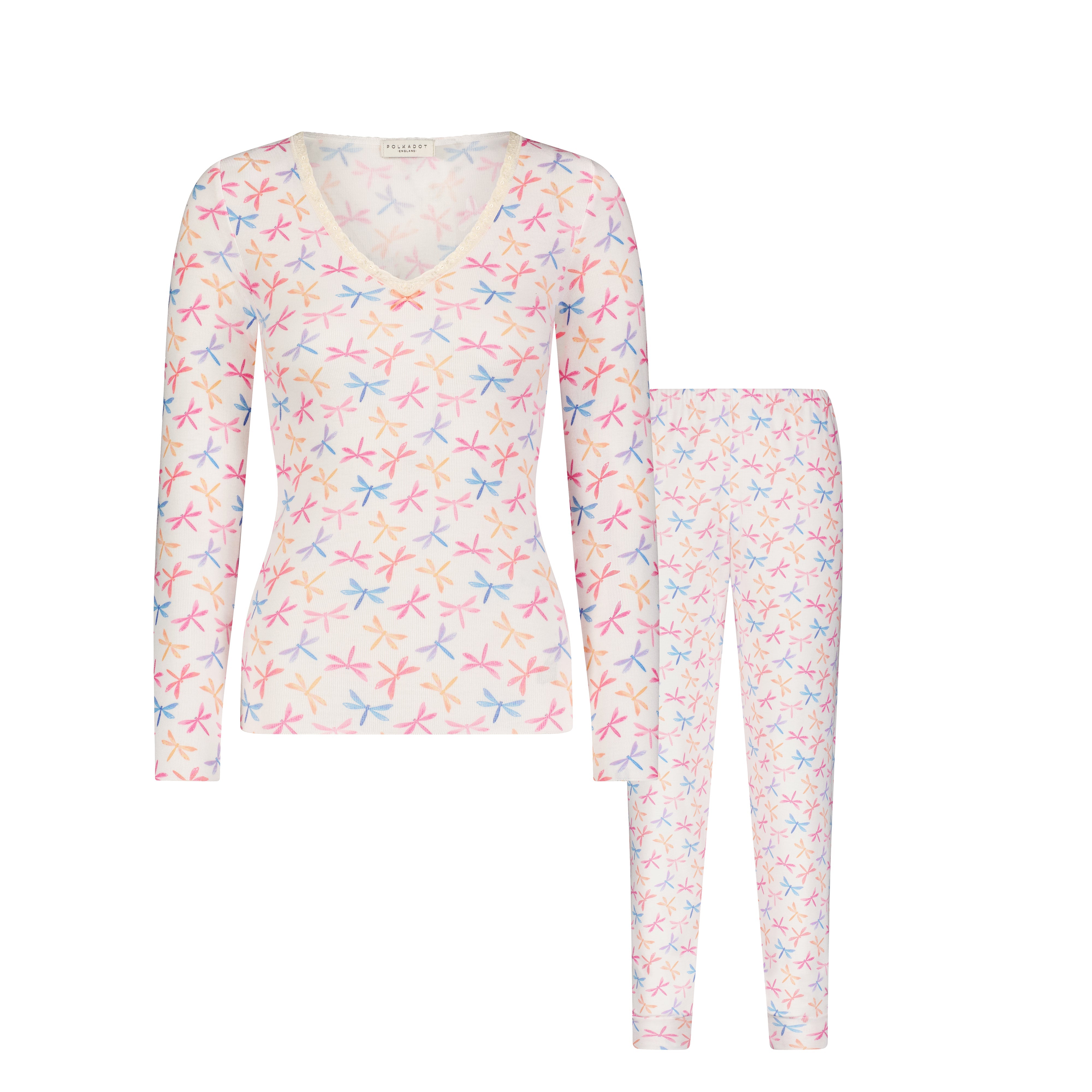 SET V Neck Long Sleeve & Jogger - Dragonfly Print