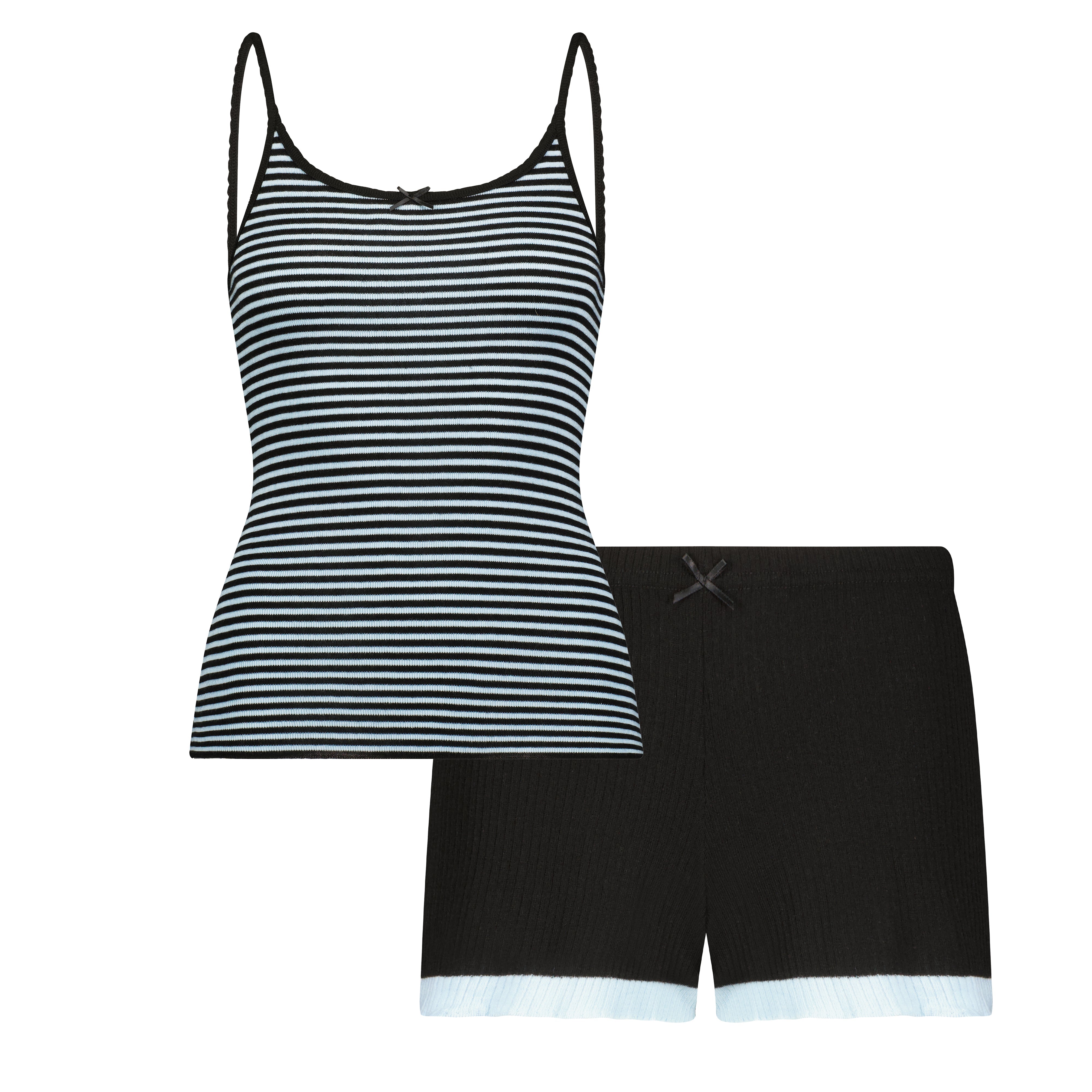 SET Stripe Scoop Cami & Black Short - Black /Blue