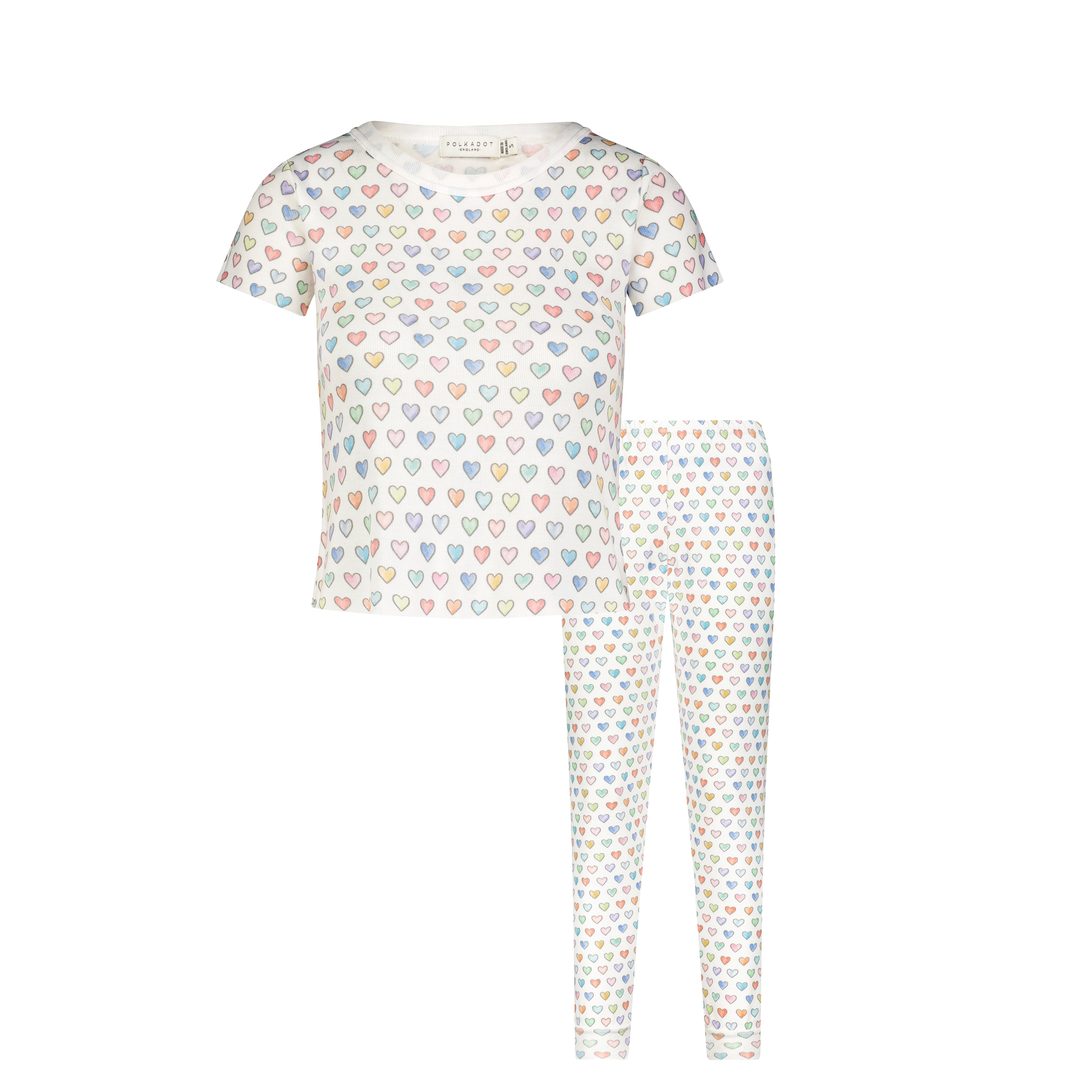 Polkadot SET Baby Crop Tee & Jogger - Rainbow Hearts Print