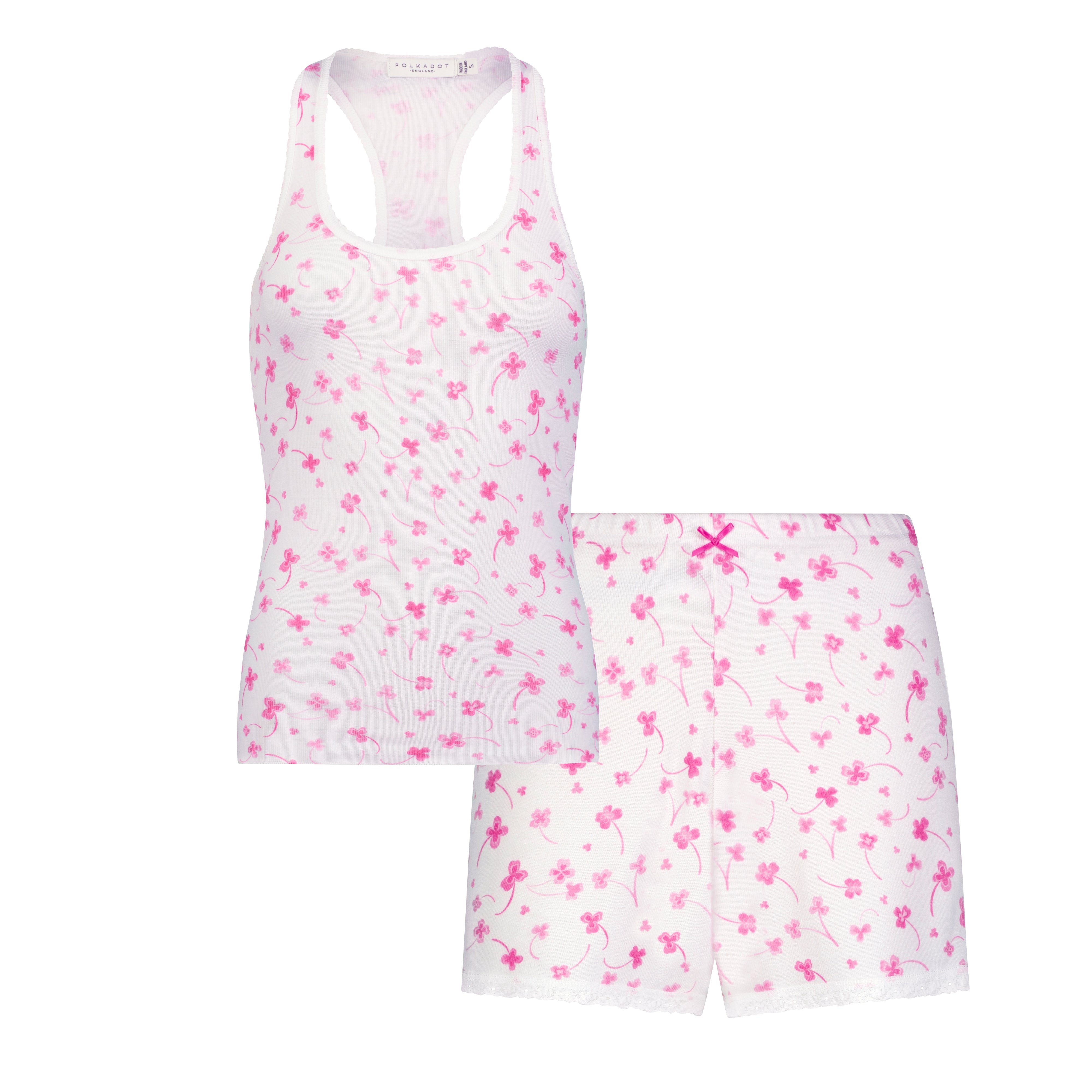 SET Racer Back Tank & Long Short - Pink Clover Print