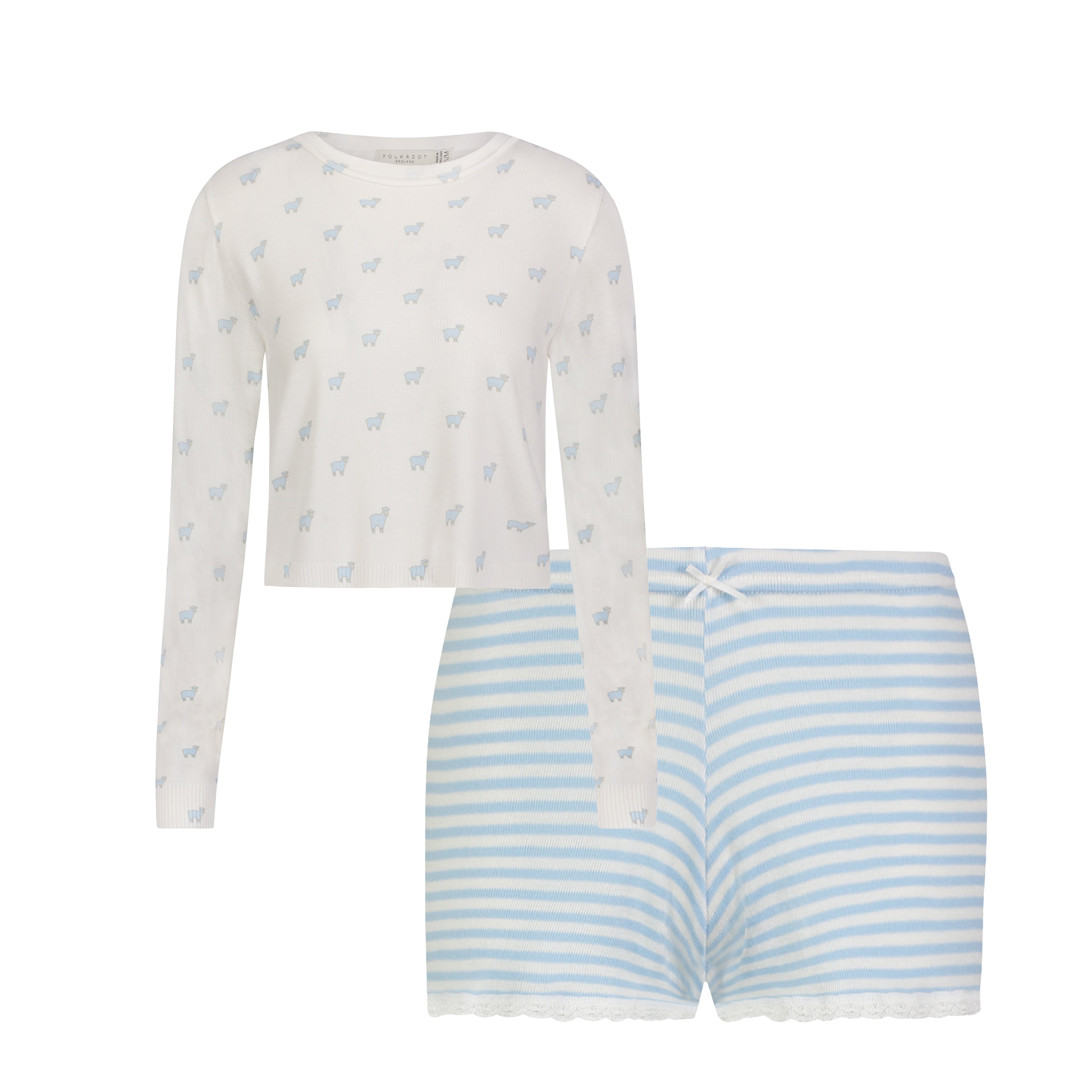 SET Blue Sheep Parker Crop Slouchy & Blue Sailor Stripe Short