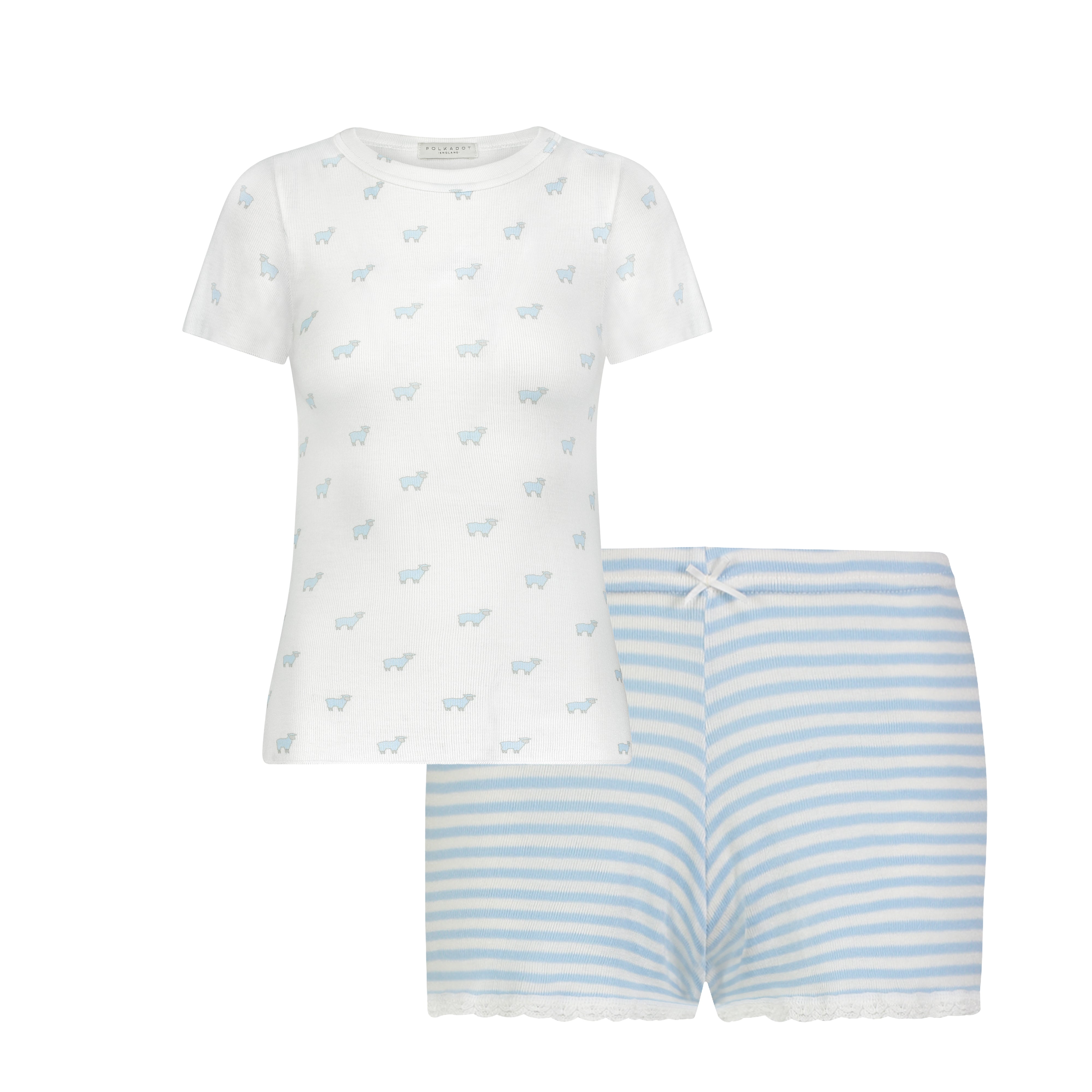 SET Blue Sheep Rebecca Tee & Blue Sailor Stripe Short Mid Rise