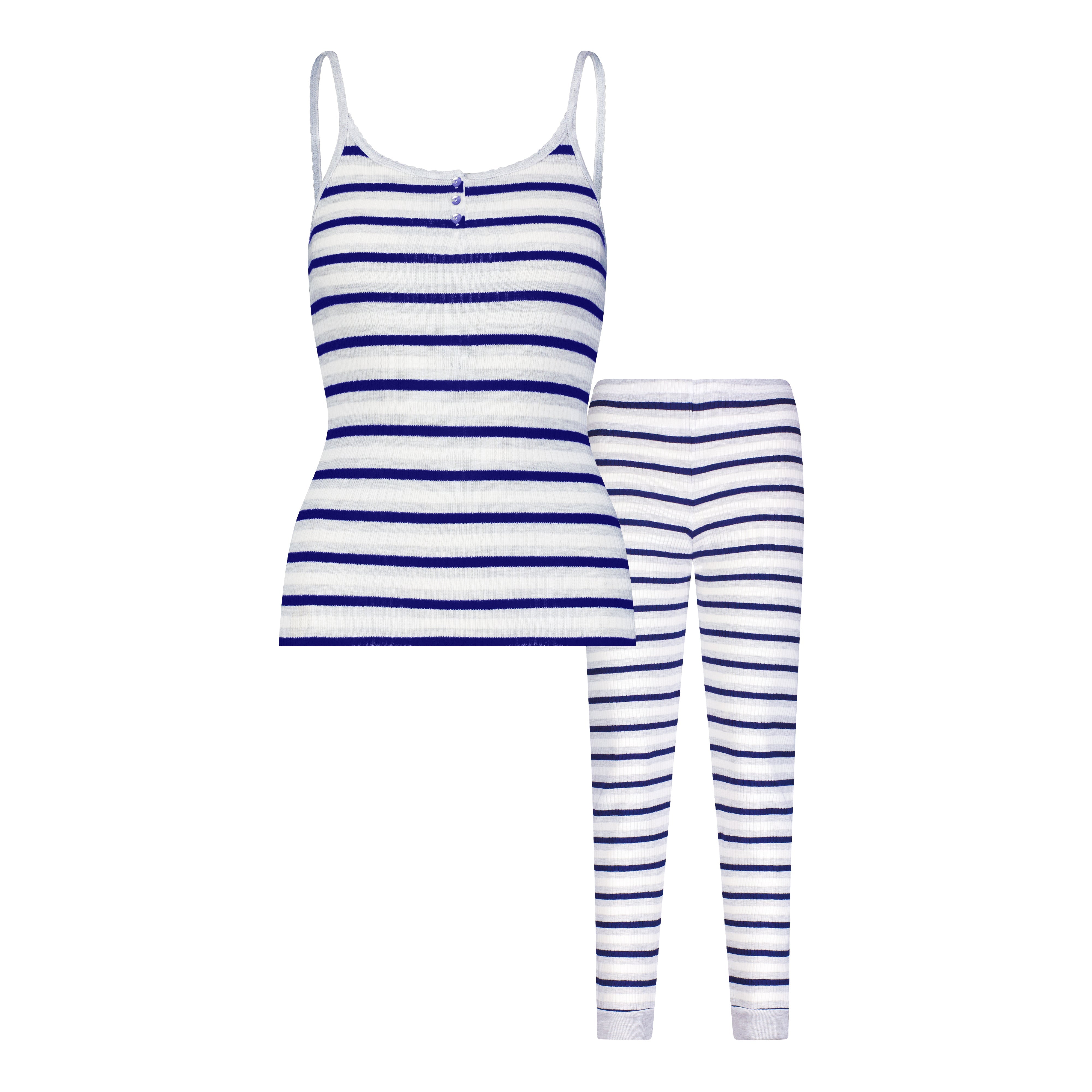 SET Henley Cami & Jogger - Navy Lee Rib Stripe