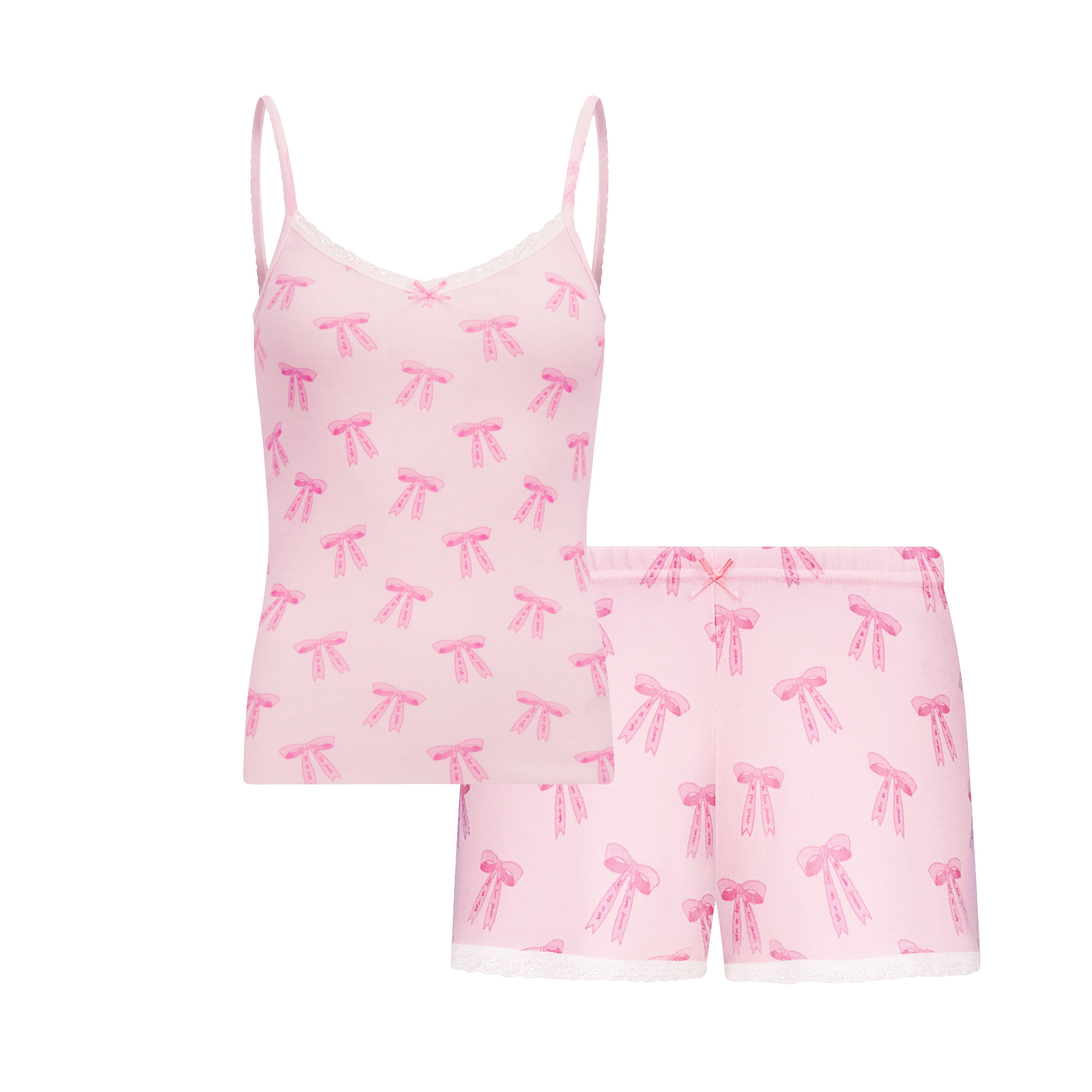 SET Patti Cami & Short Mid Rise - Pink Forever Love Bow