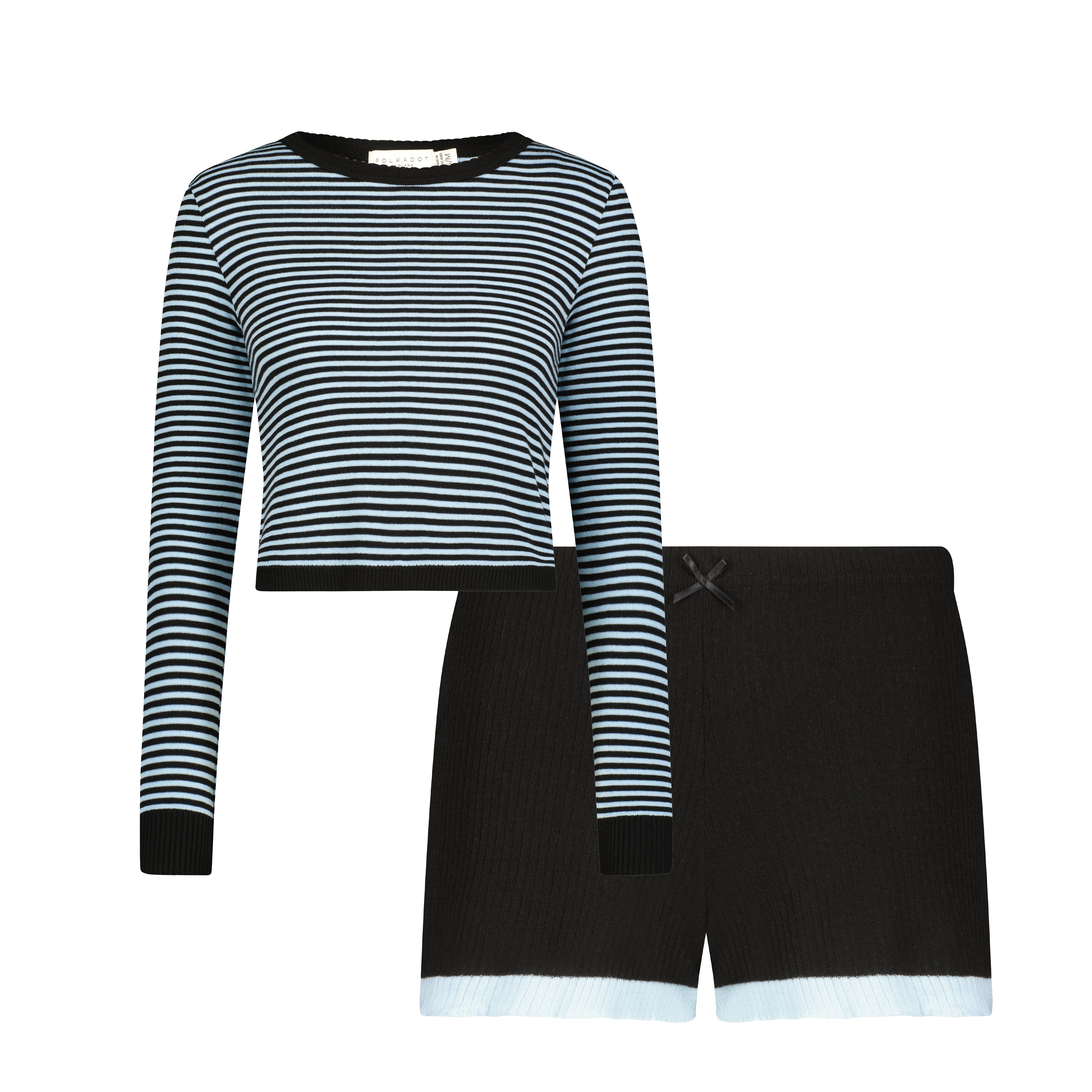 SET Nell Crop Slouchy & Short - Stripe Top w Black Short