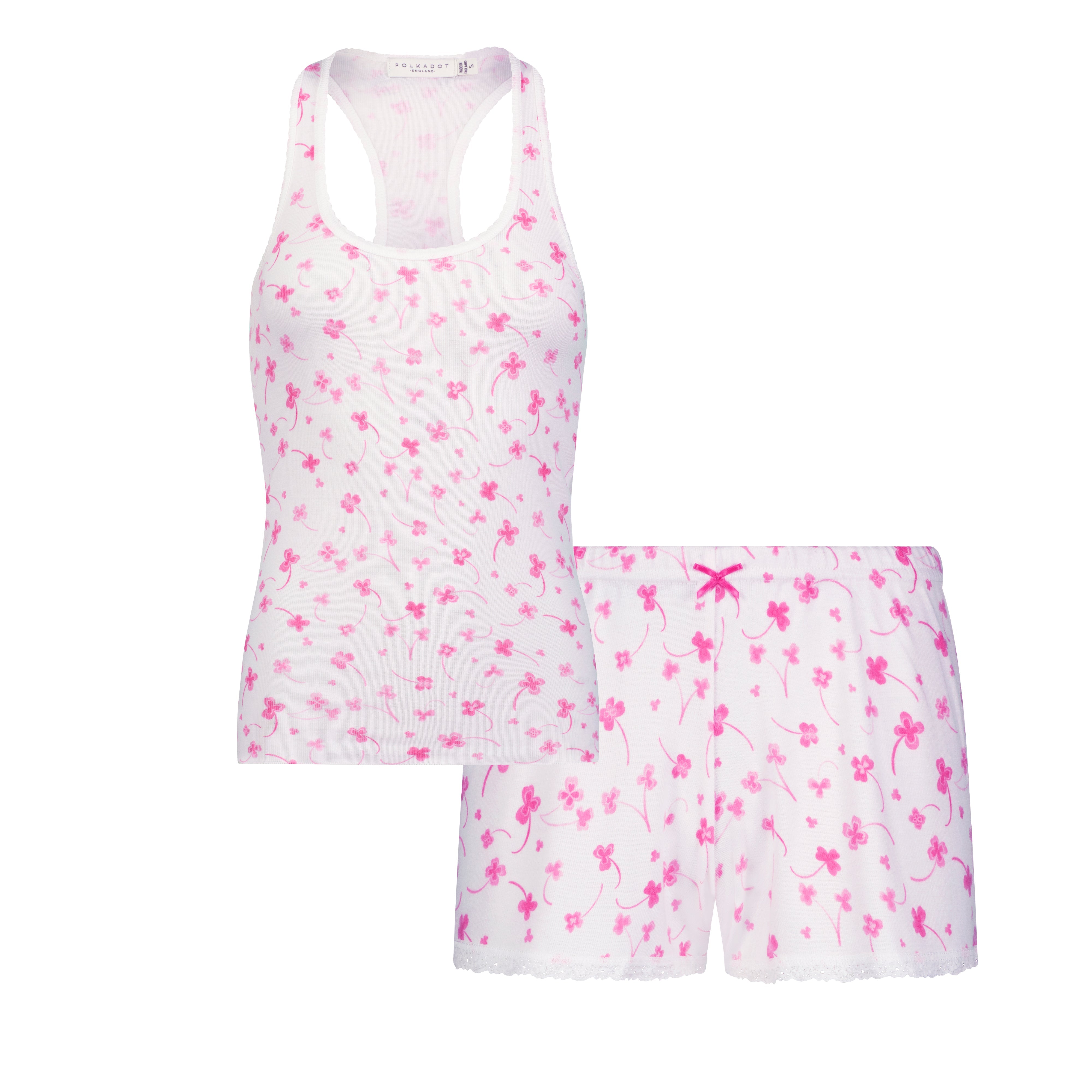 SET Racer Back Tank & Short Mid Rise - Pink Clover Print