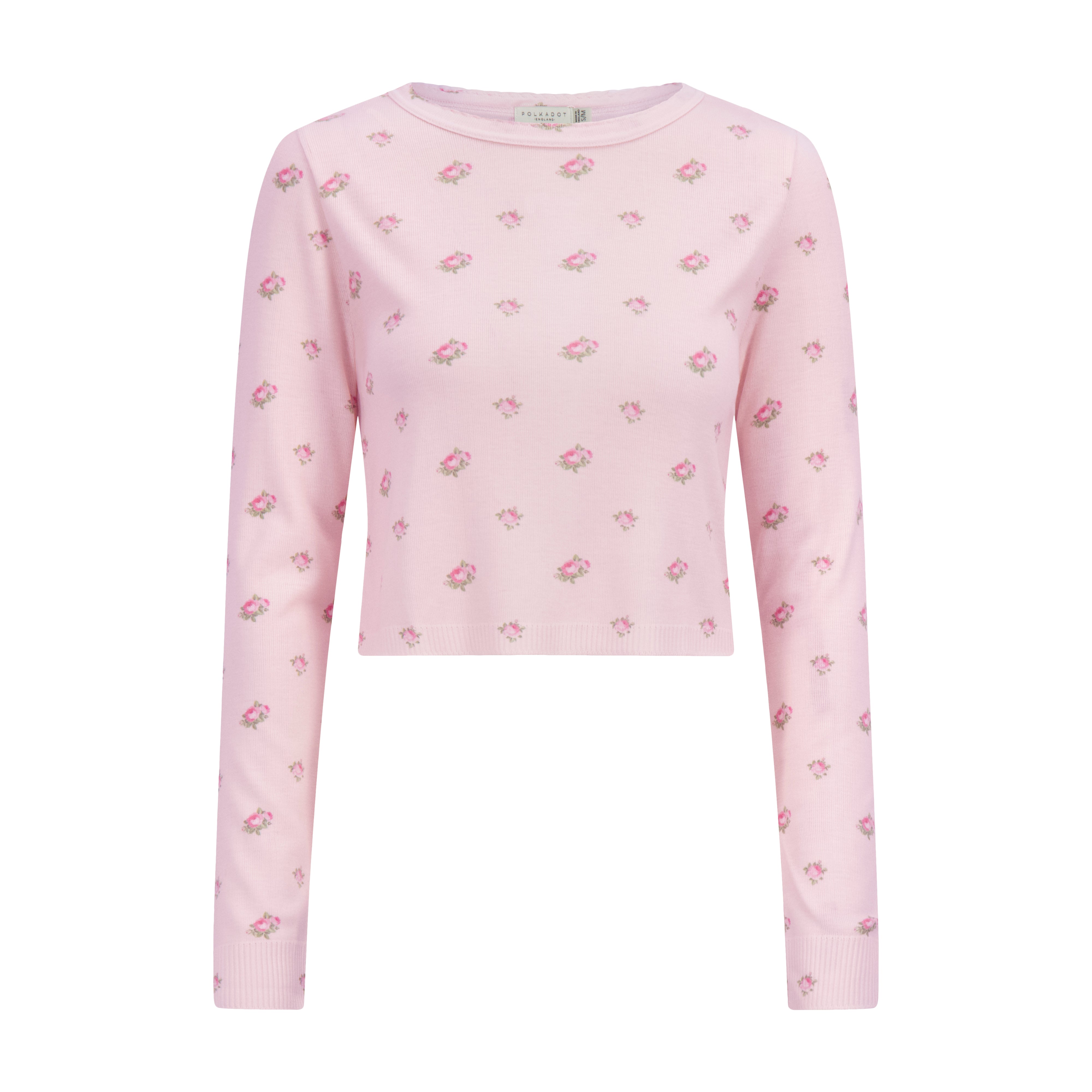 Nell Cropped Slouchy - Pink Vintage Rose Print
