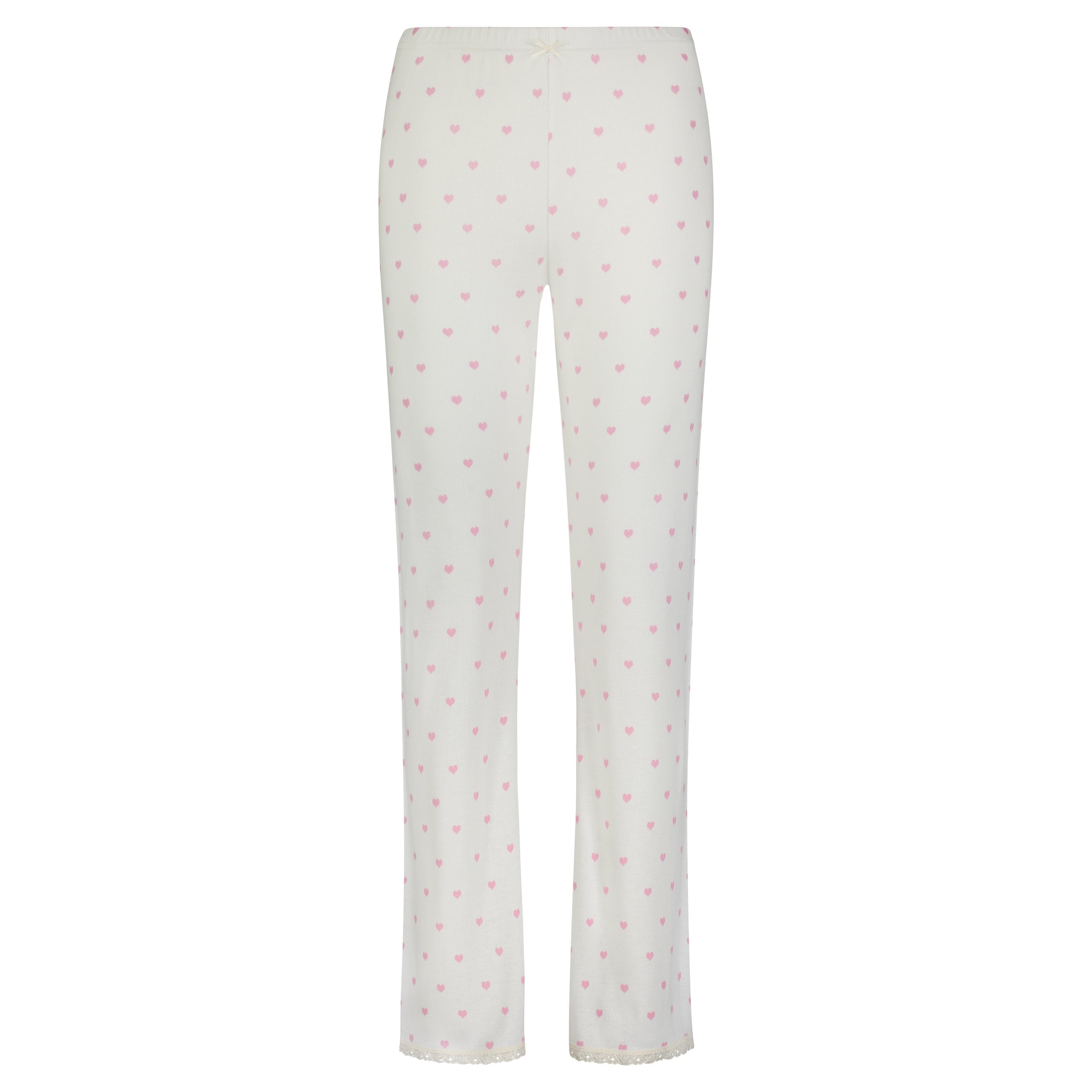Cropped Pant - Pink Hearts Print