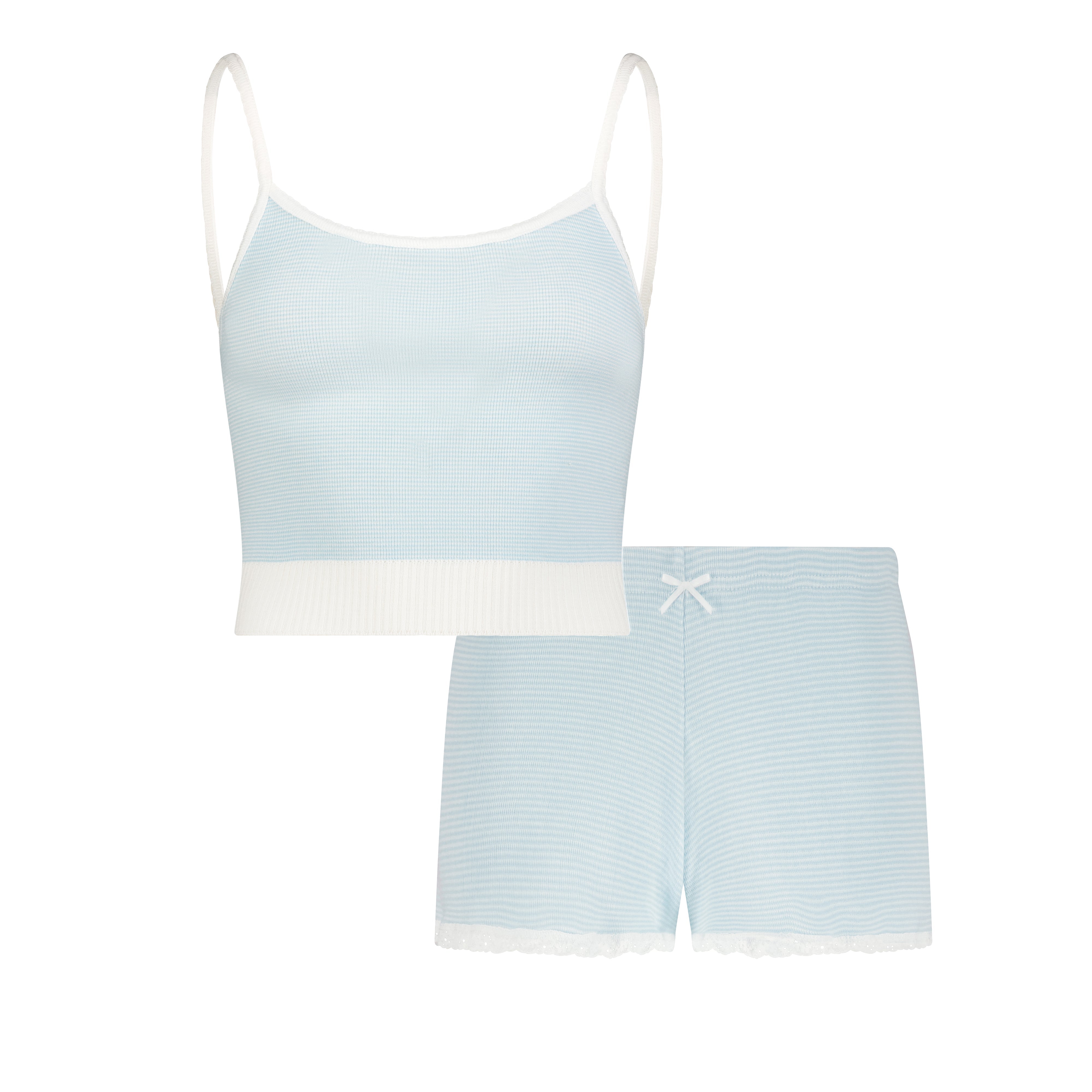 SET Crop Scoop Cami & Short Mid Rise - Blue Narrow Hampton Stripe