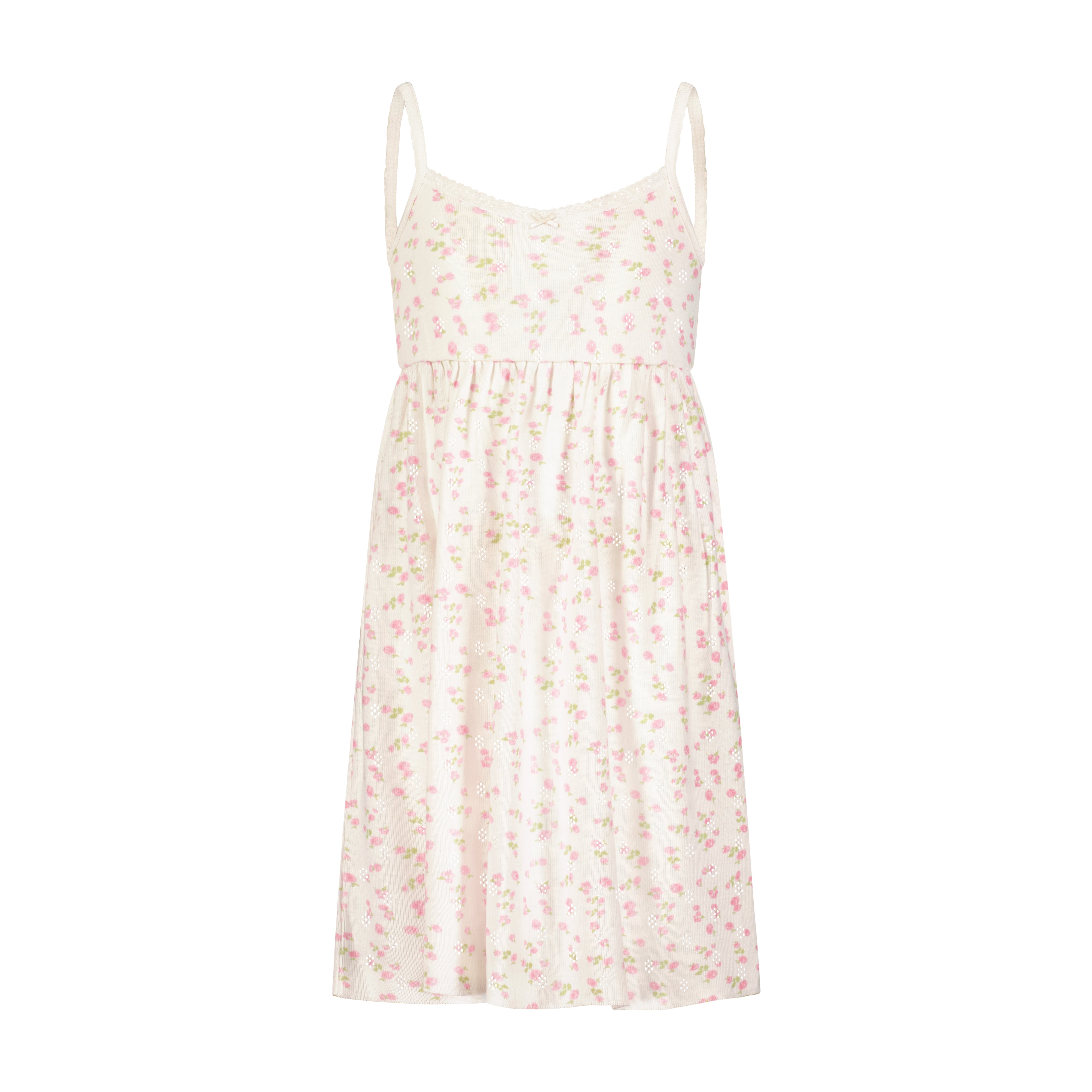 Girls Babydoll Gown - Pink Garden Pointelle