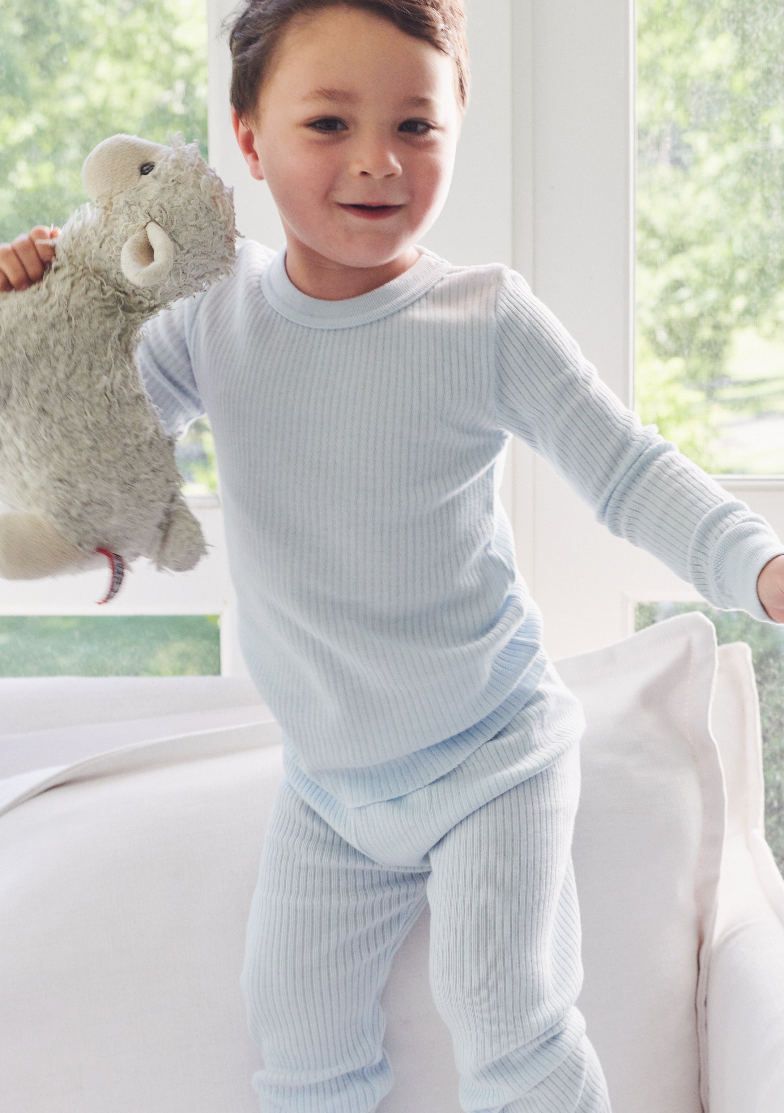 SOLD OUT Boys & Baby Crew Long Sleeve - Sky Blue Rib Knit