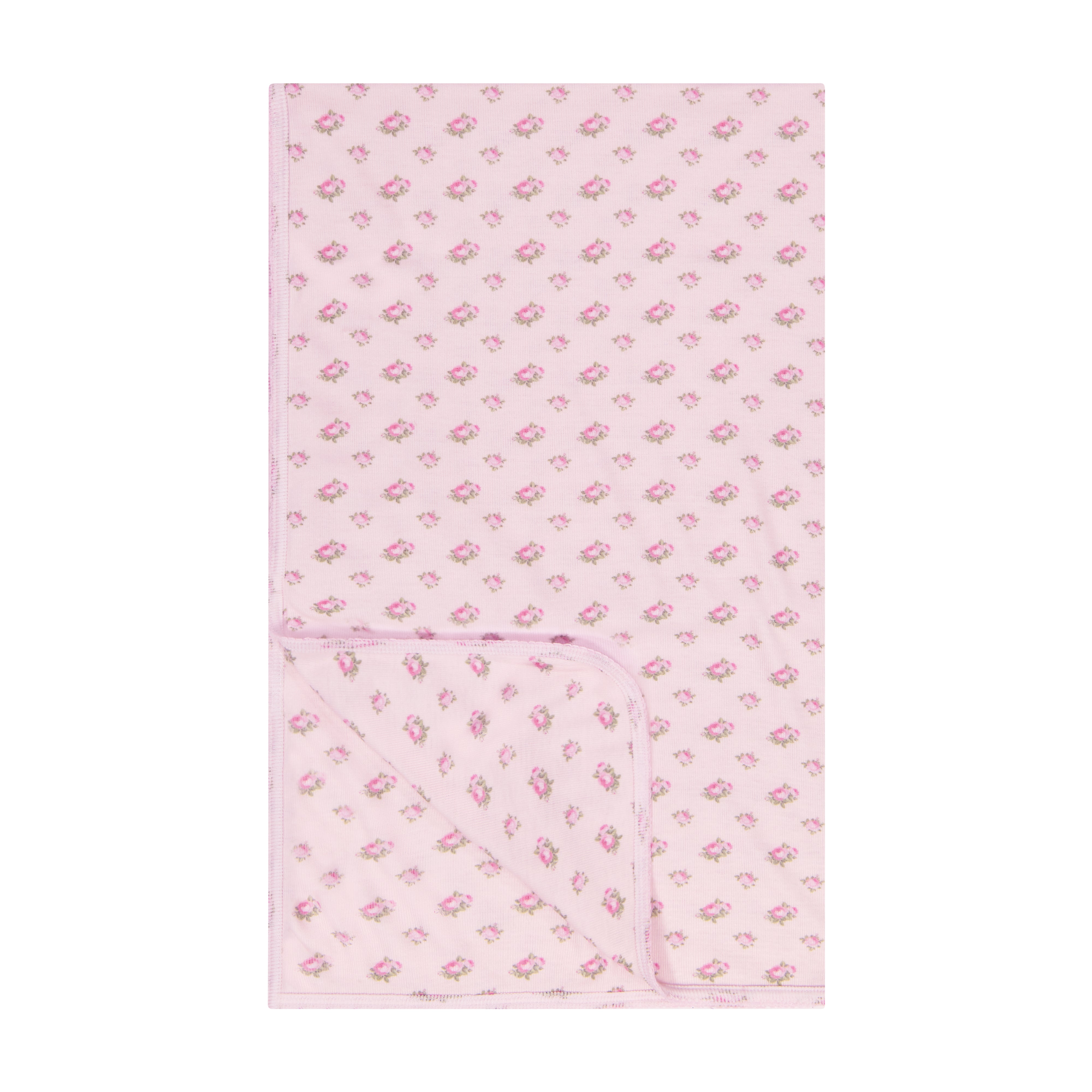 Girls Baby Blanket - Pink Vintage Ditsy Rose Print