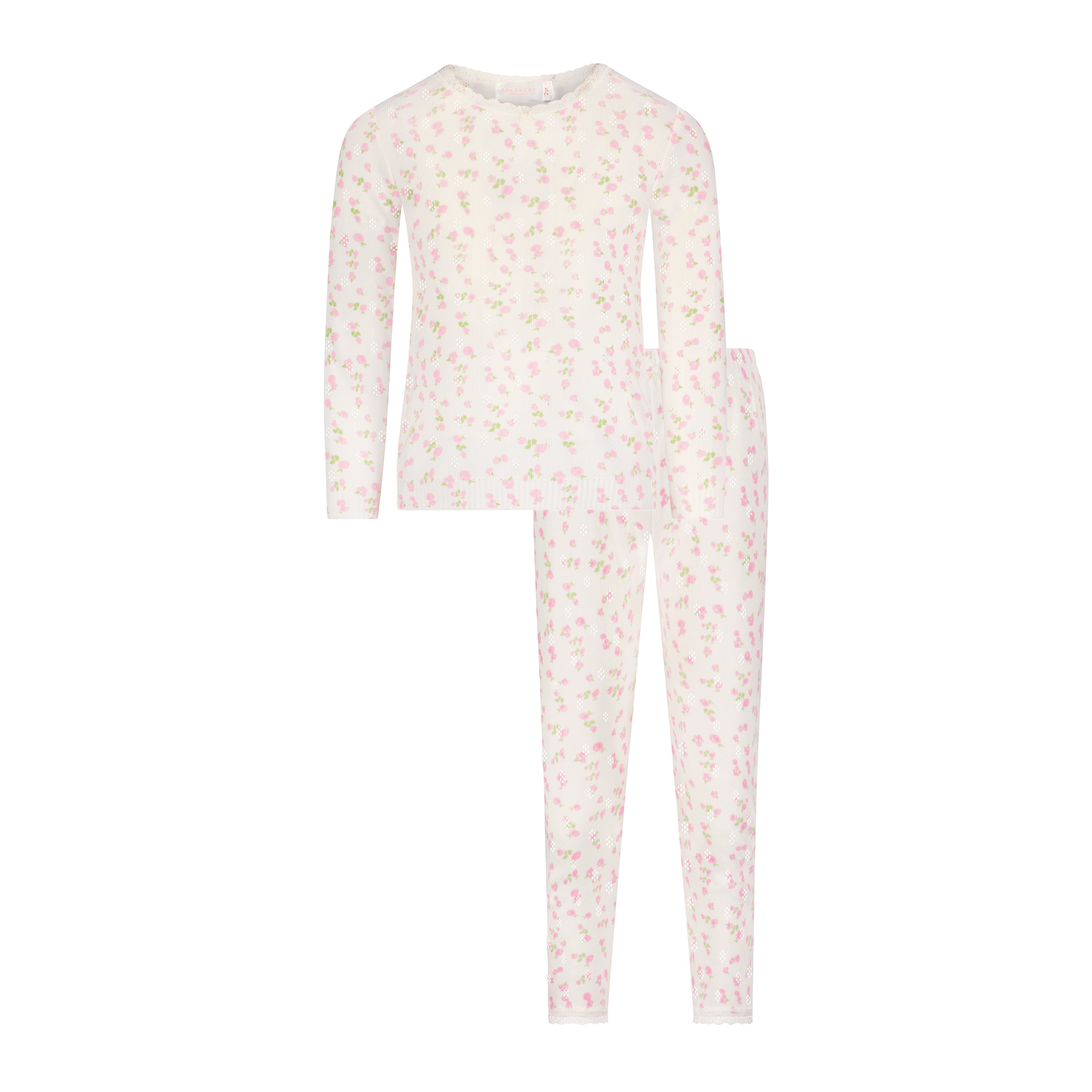 Baby & Girls Classic Set Crew LS & Pant - Pink Garden Pointelle