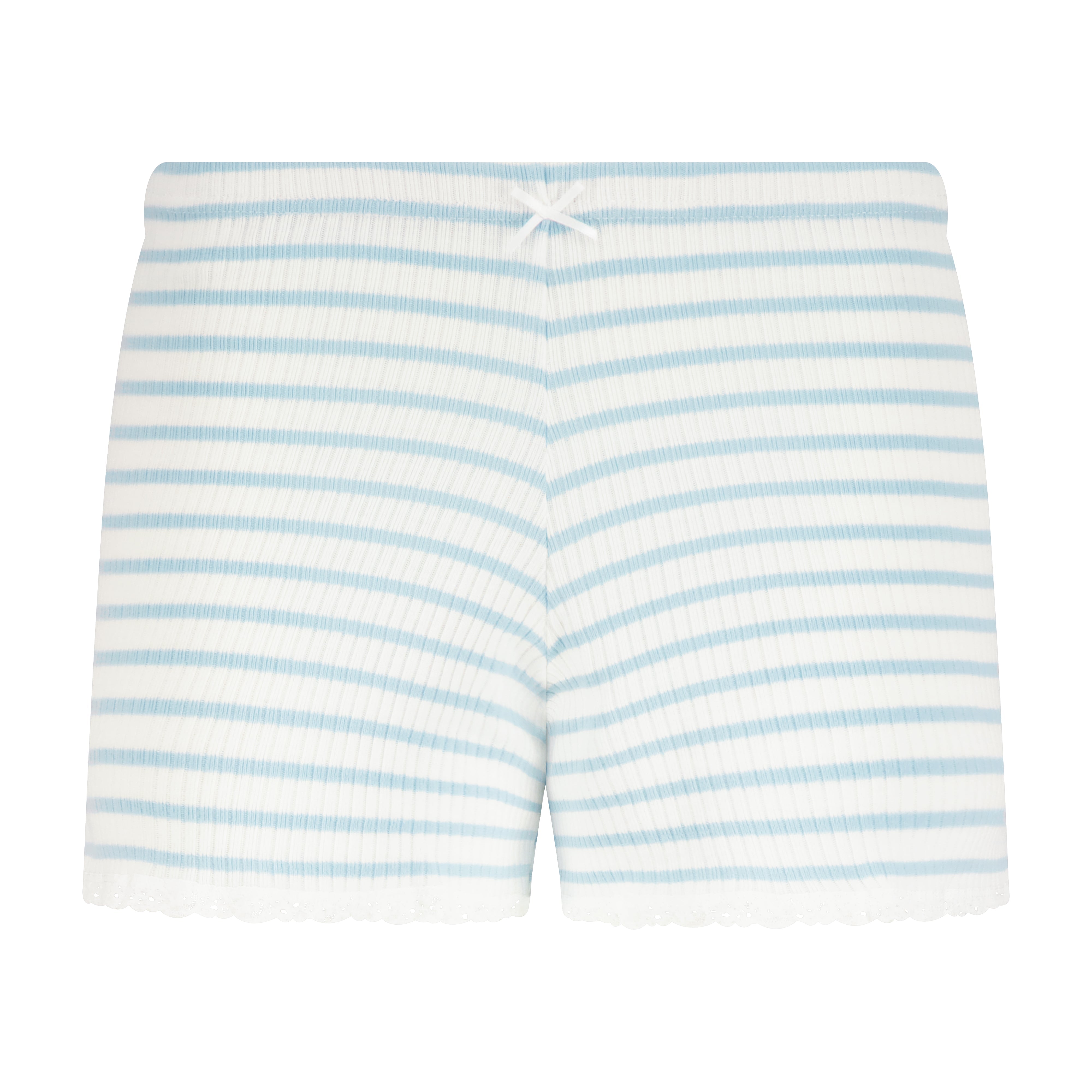 SET Baby Crop Tee & Long Short Hi Rise - Blue Wide Harbor Rib Stripe