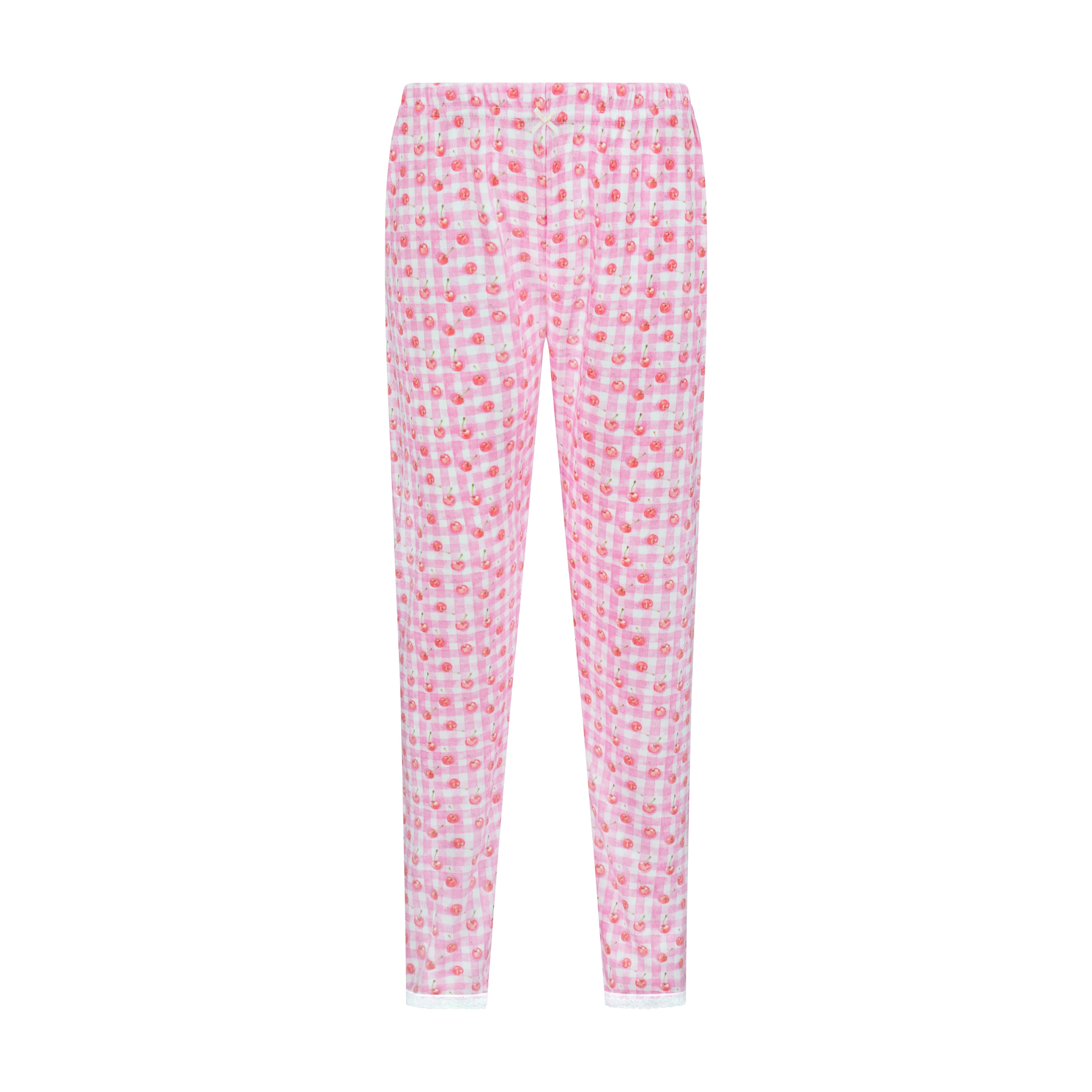 Girls Classic Set Crew LS & Pant - Cherry Gingham Print