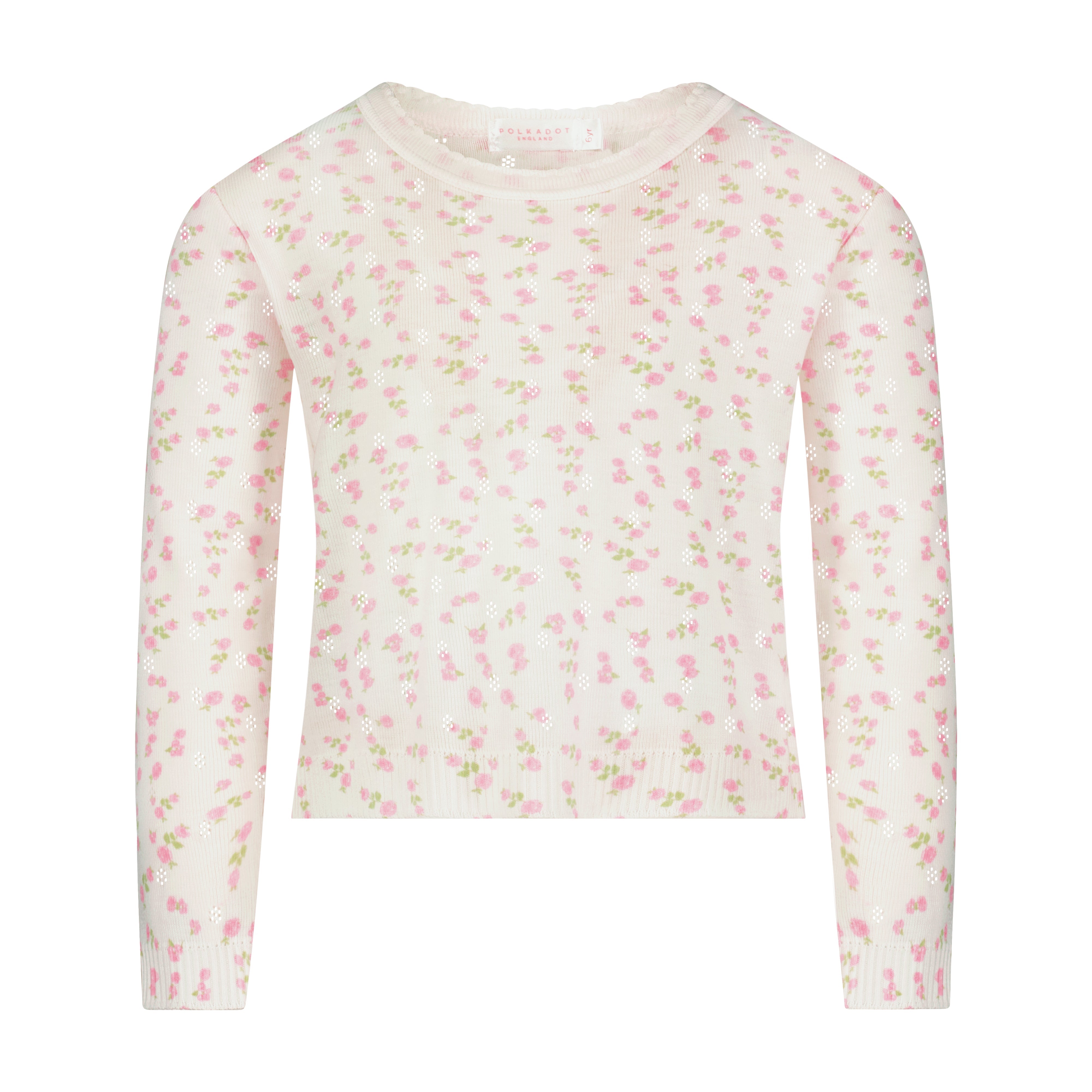 Girls Rachel Set Slouchy Top & Wide Leg Pant - Pink Garden Pointelle