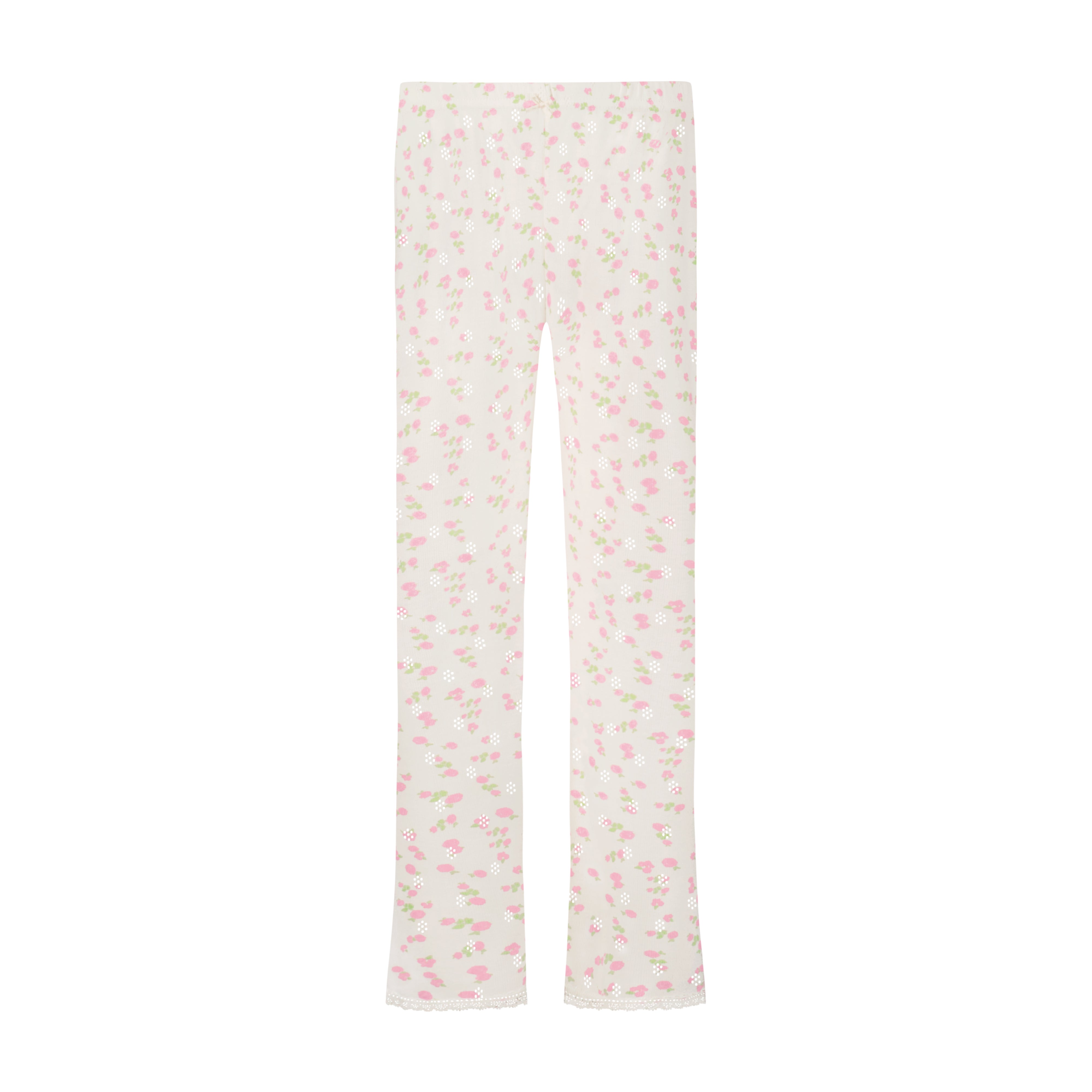 Girls Rachel Set Slouchy Top & Wide Leg Pant - Pink Garden Pointelle
