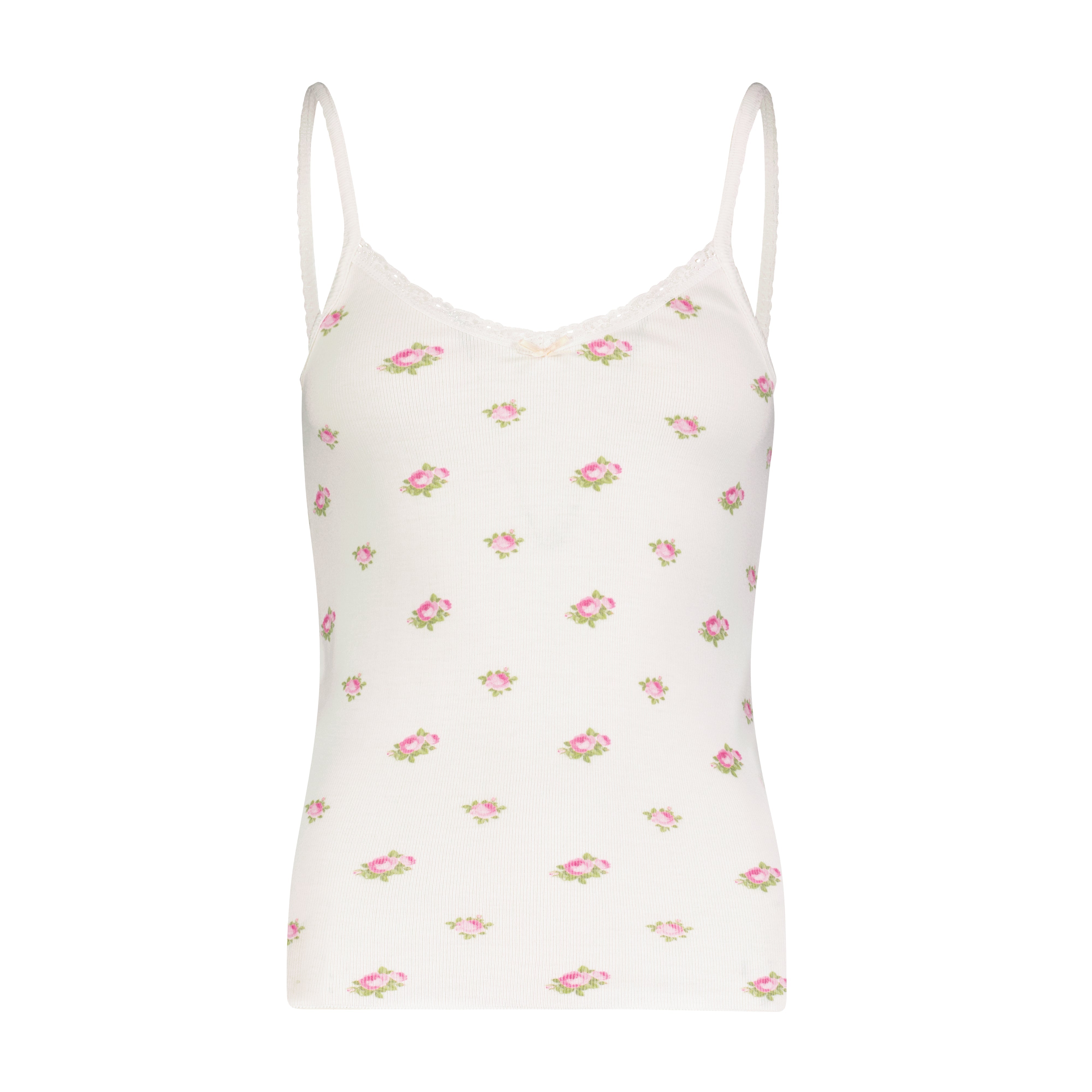 Patti Classic Fitted Cami - Cream Vintage Rose Print
